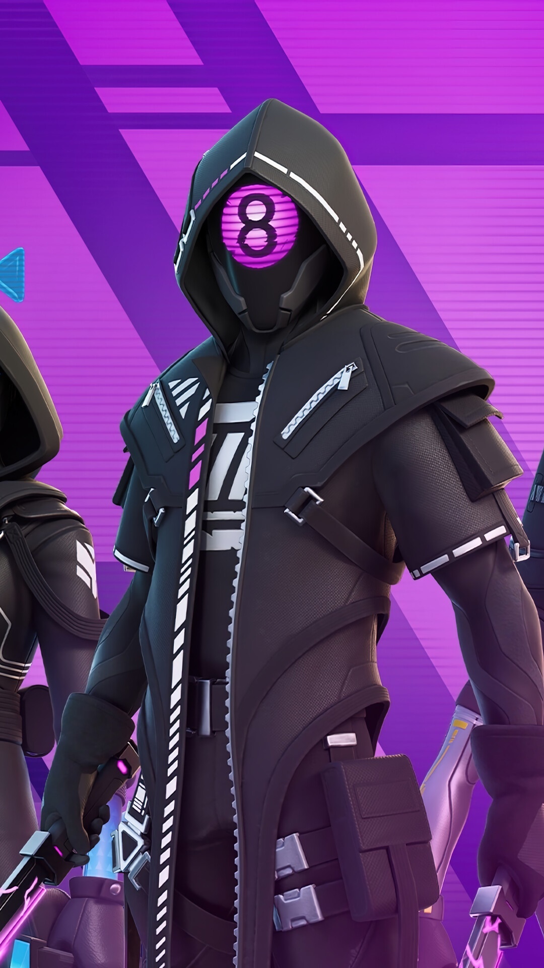 Fortnite character with number 8 on mask HD Phone Wallpaper