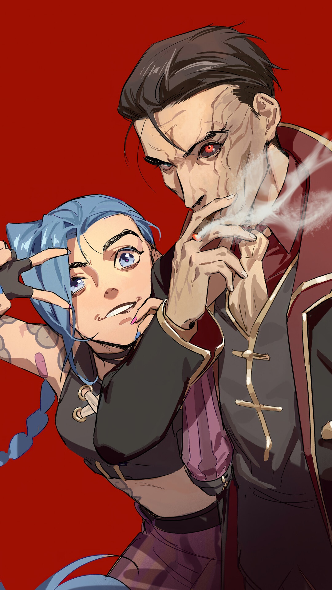 Jinx and Silco from Arcane Series HD Phone Wallpaper