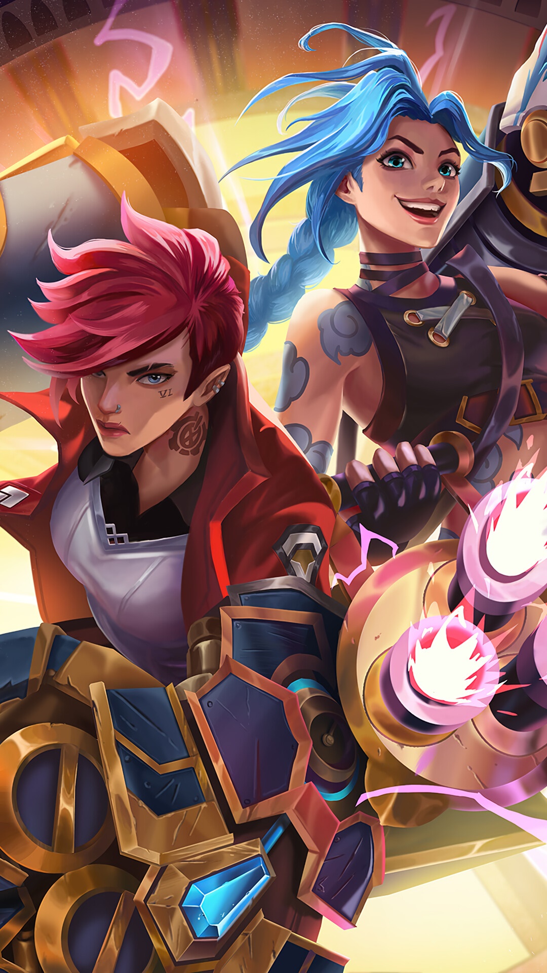 Vi and Jinx from Arcane Series HD Phone Wallpaper