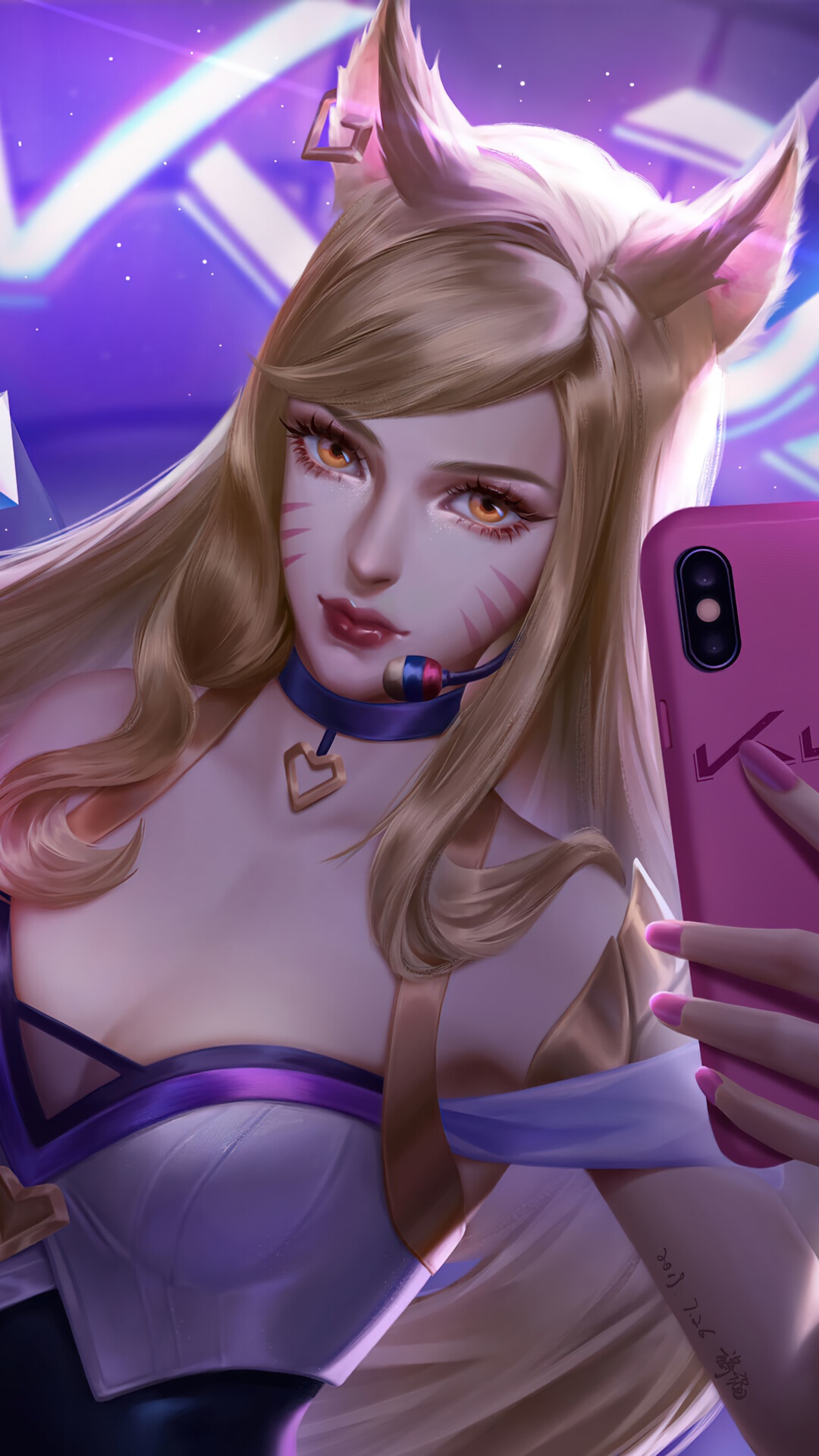 Ahri from League of Legends taking a selfie HD Phone Wallpaper