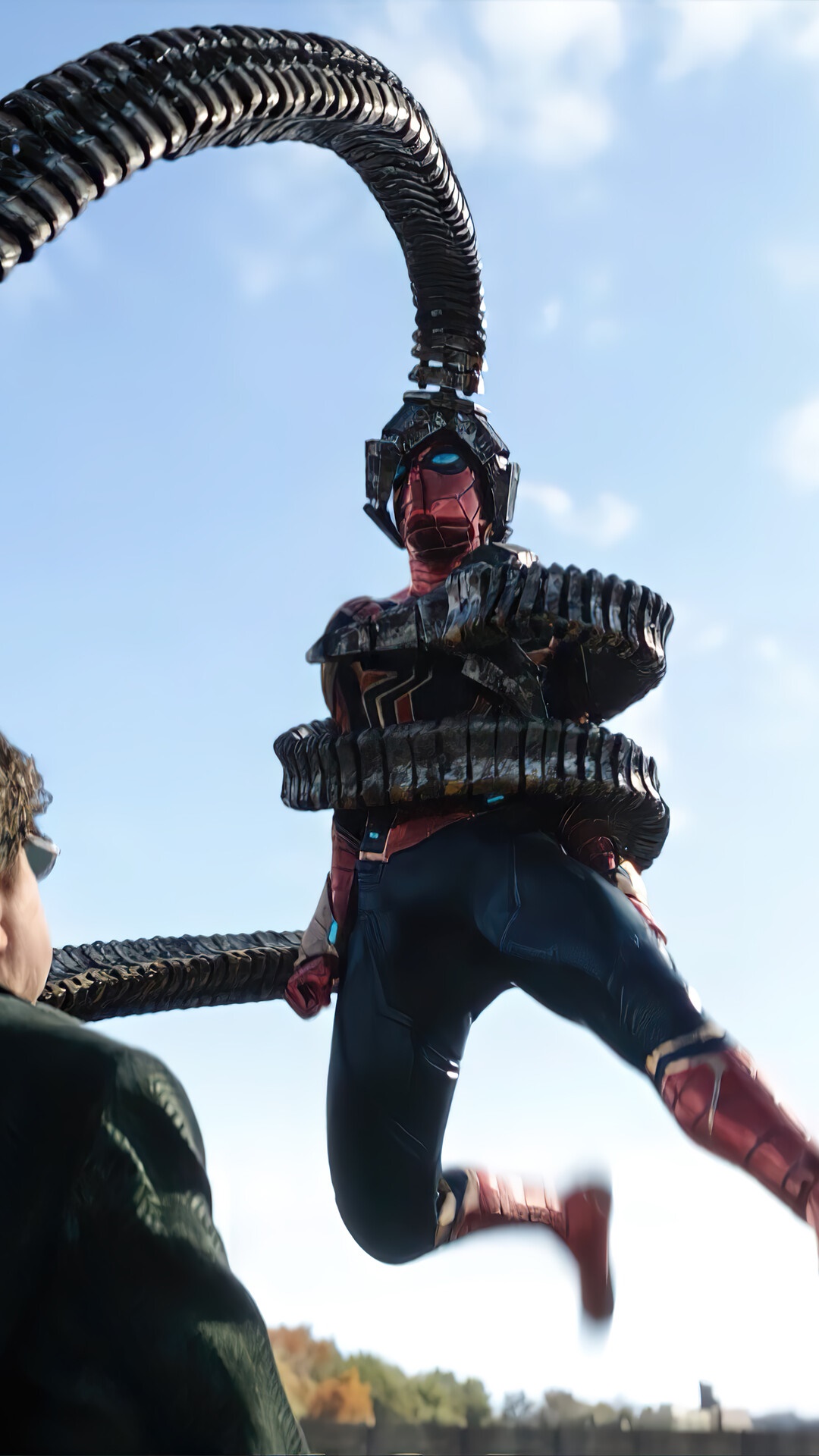 Spider-Man from Spider-Man No Way Home fighting Doctor Octopus HD Phone Wallpaper