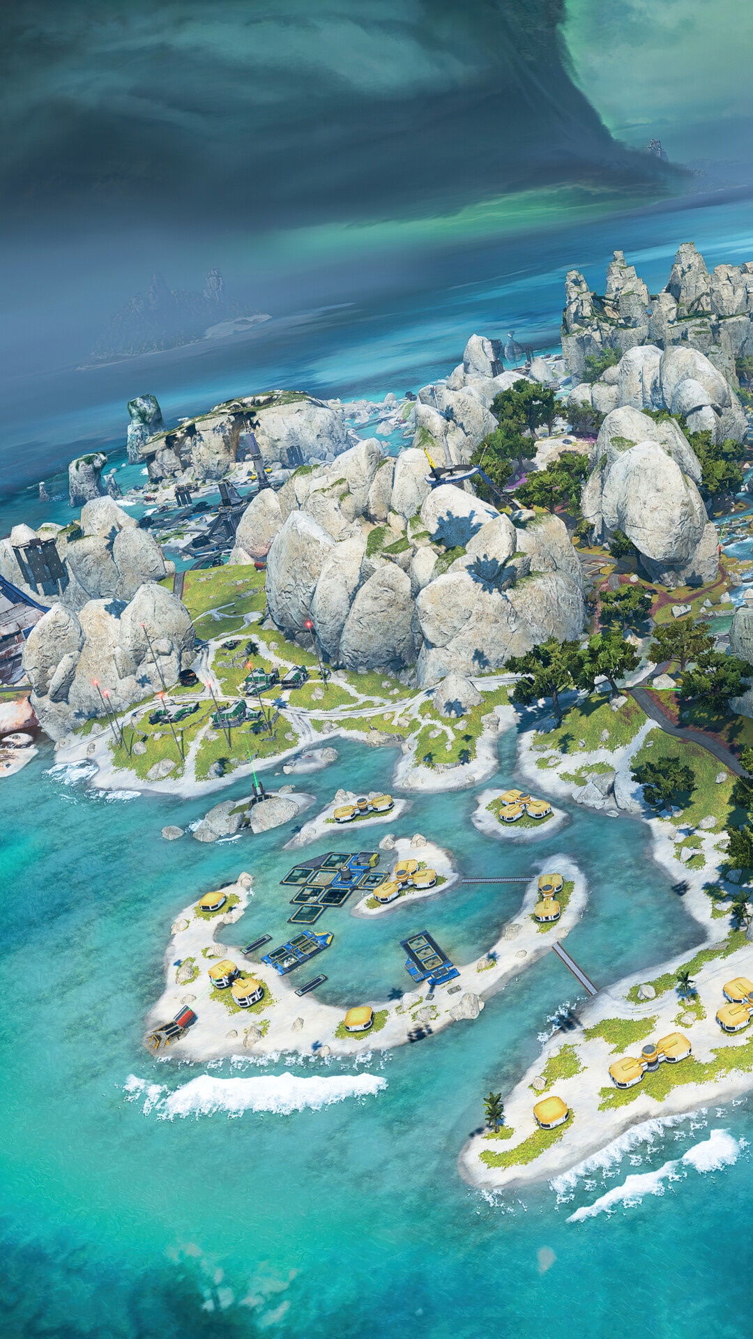Apex Legends aerial view of islands and ocean HD Phone Wallpaper