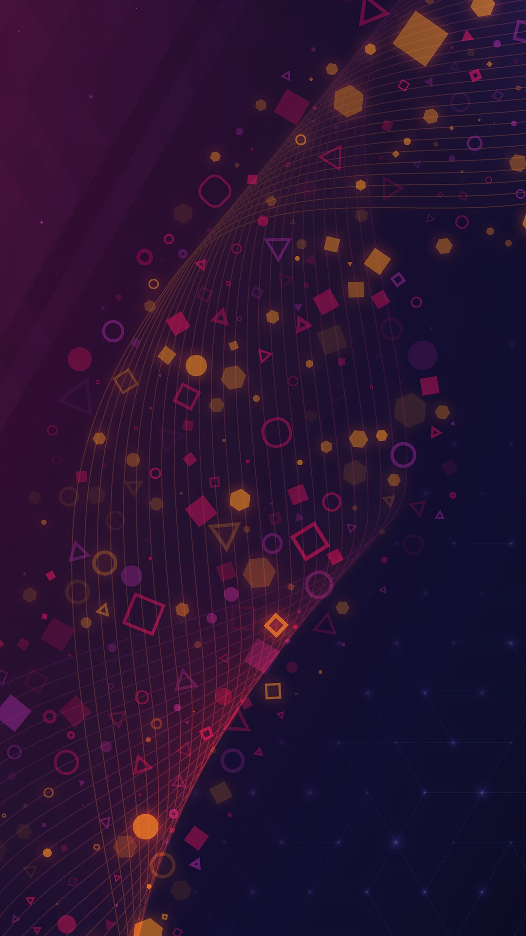 Abstract digital art with geometric shapes and wavy lines HD Phone Wallpaper