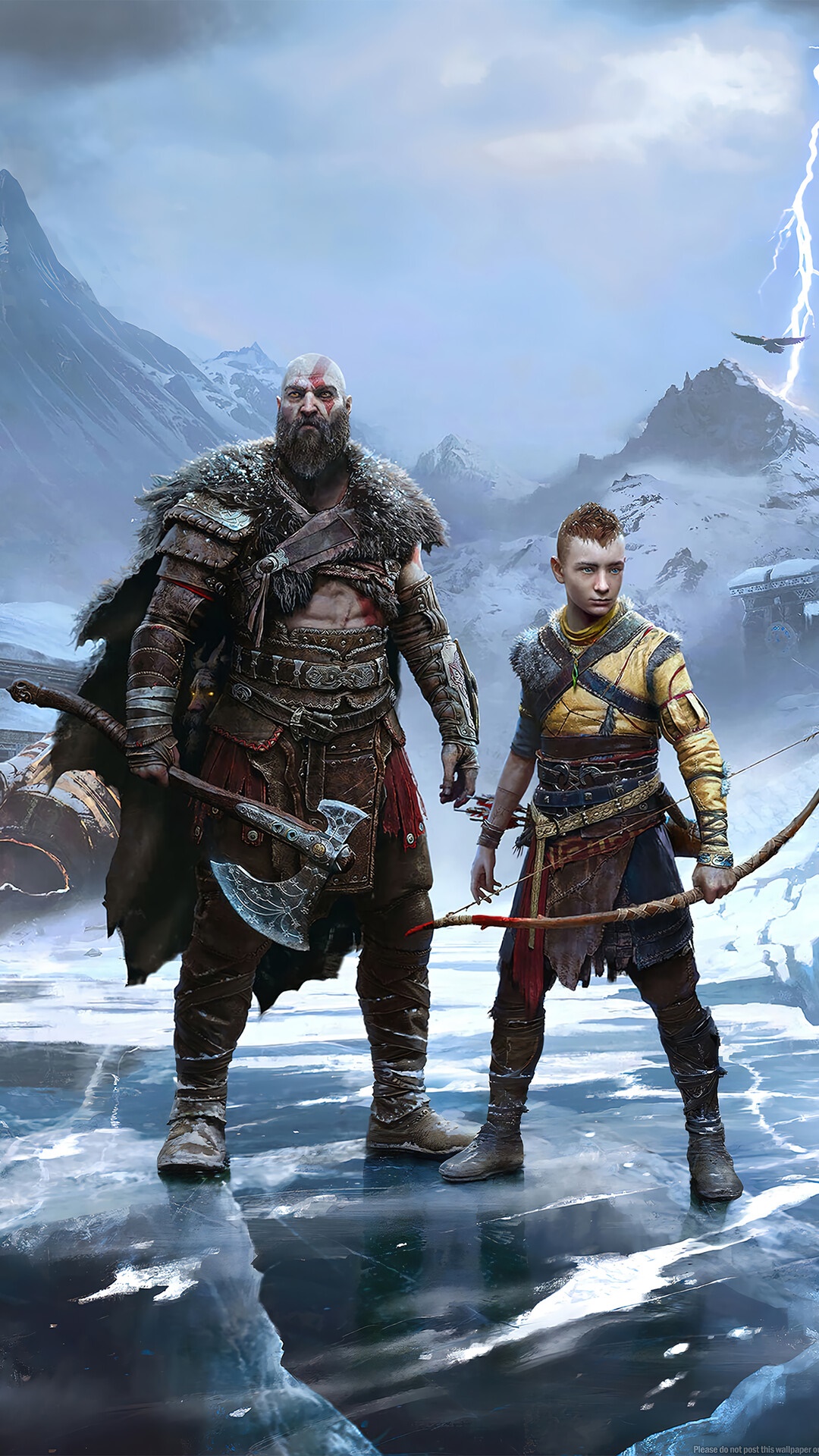 Kratos and Atreus from God of War Ragnarok HD Phone Wallpaper