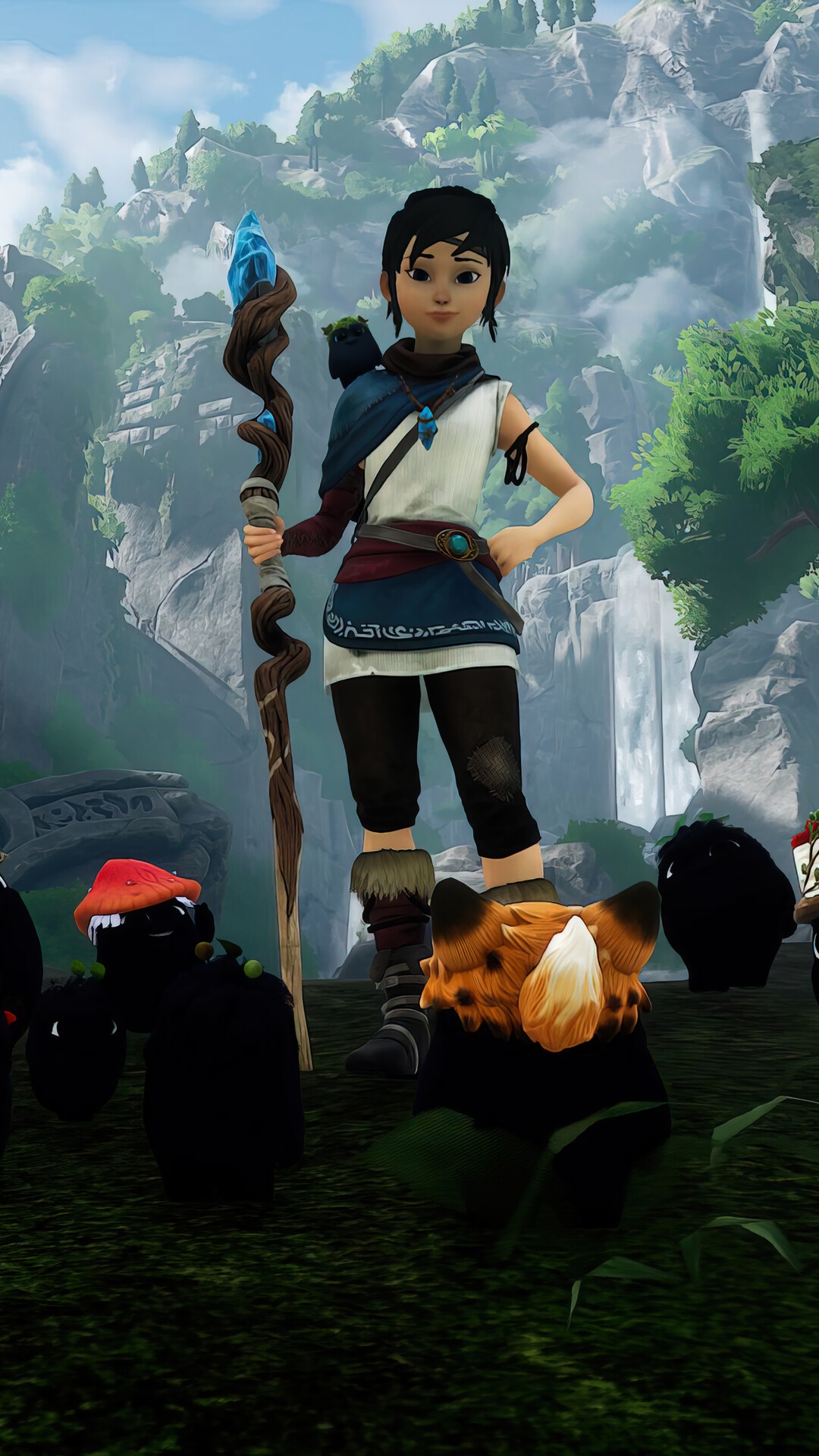 Kena from Kena: Bridge of Spirits with Rot HD Phone Wallpaper
