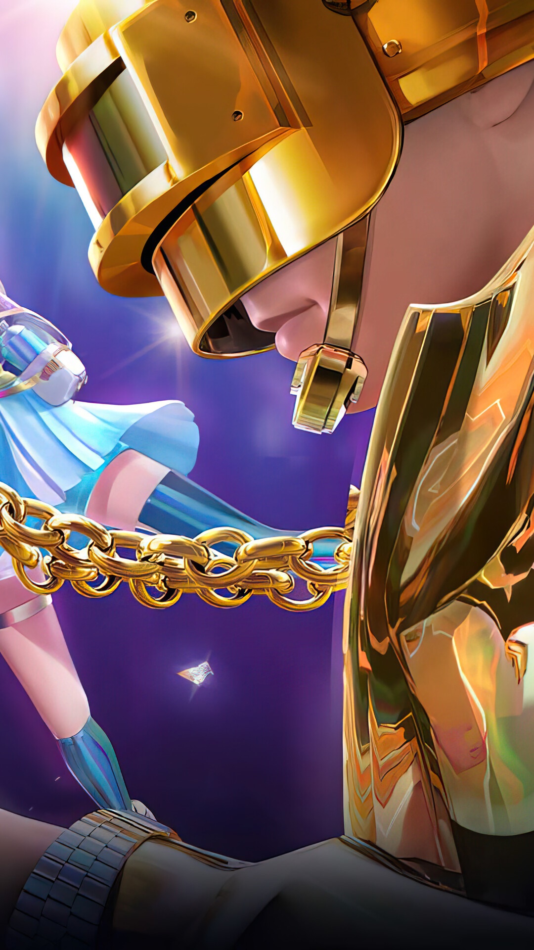 Golden armored character and blue-clad character in PUBG Mobile HD Phone Wallpaper