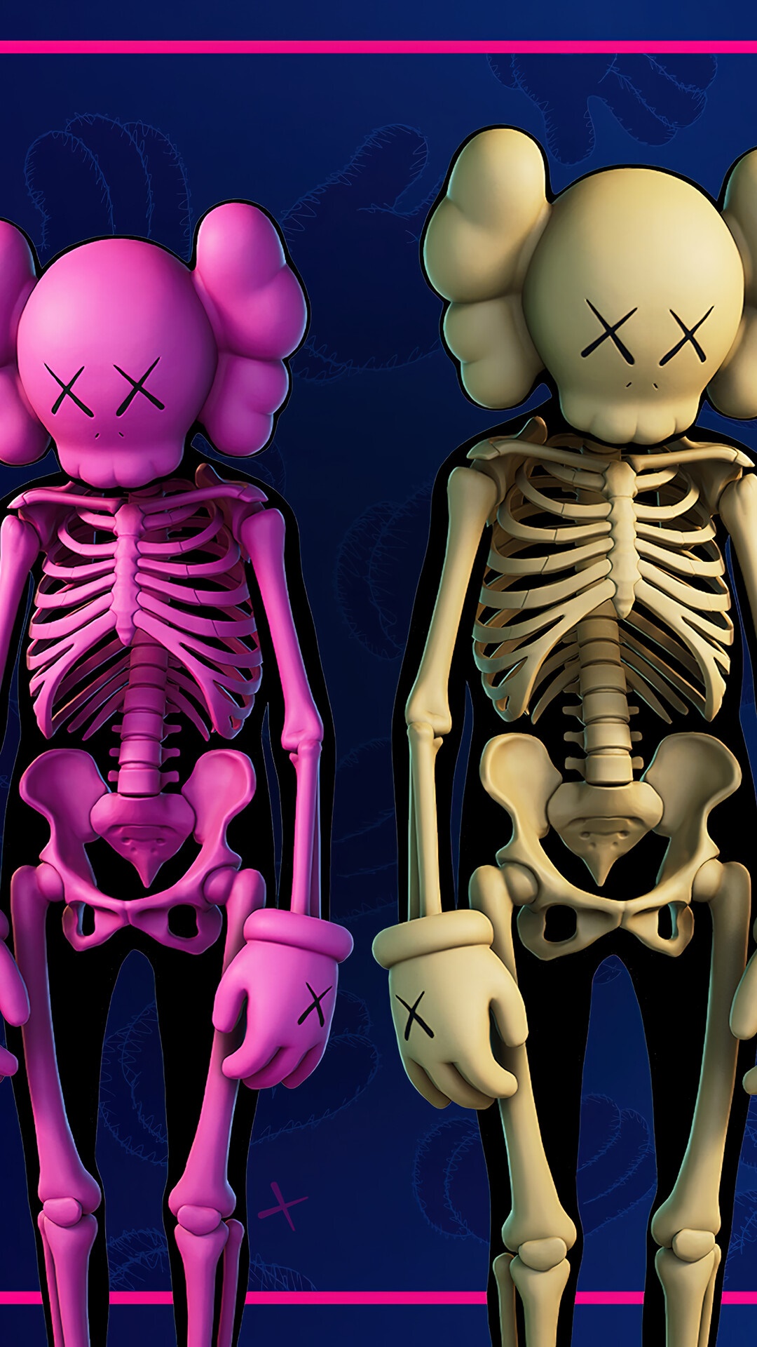 Two KAWS Companion skeletons in Fortnite HD Phone Wallpaper