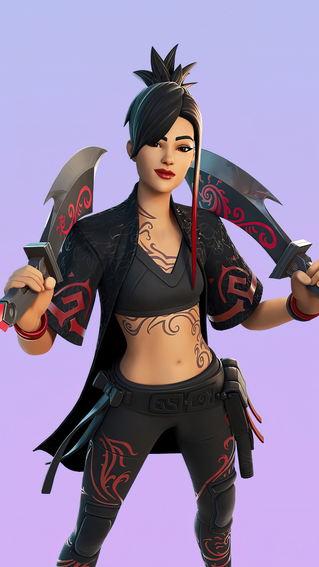 Fortnite Character with Swords HD Phone Wallpaper