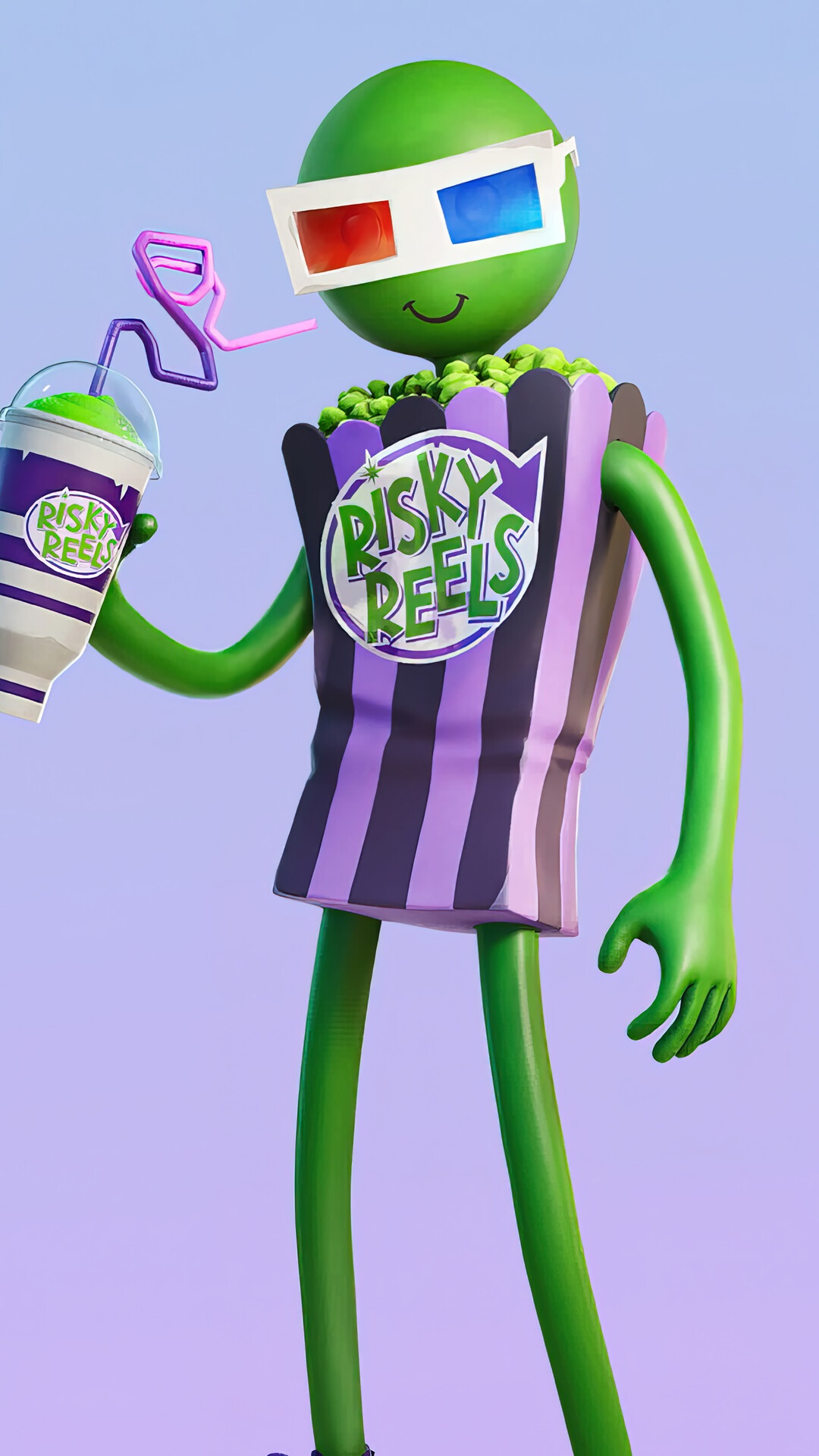 Fortnite character with popcorn and drink HD Phone Wallpaper