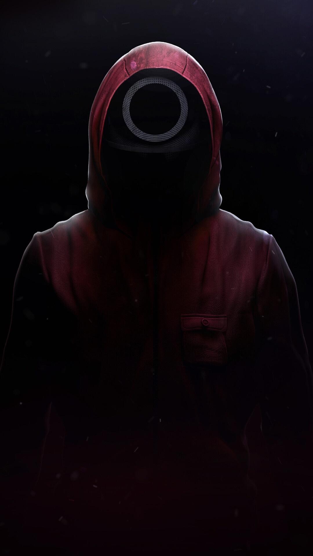 Squid Game masked guard in red hoodie HD Phone Wallpaper