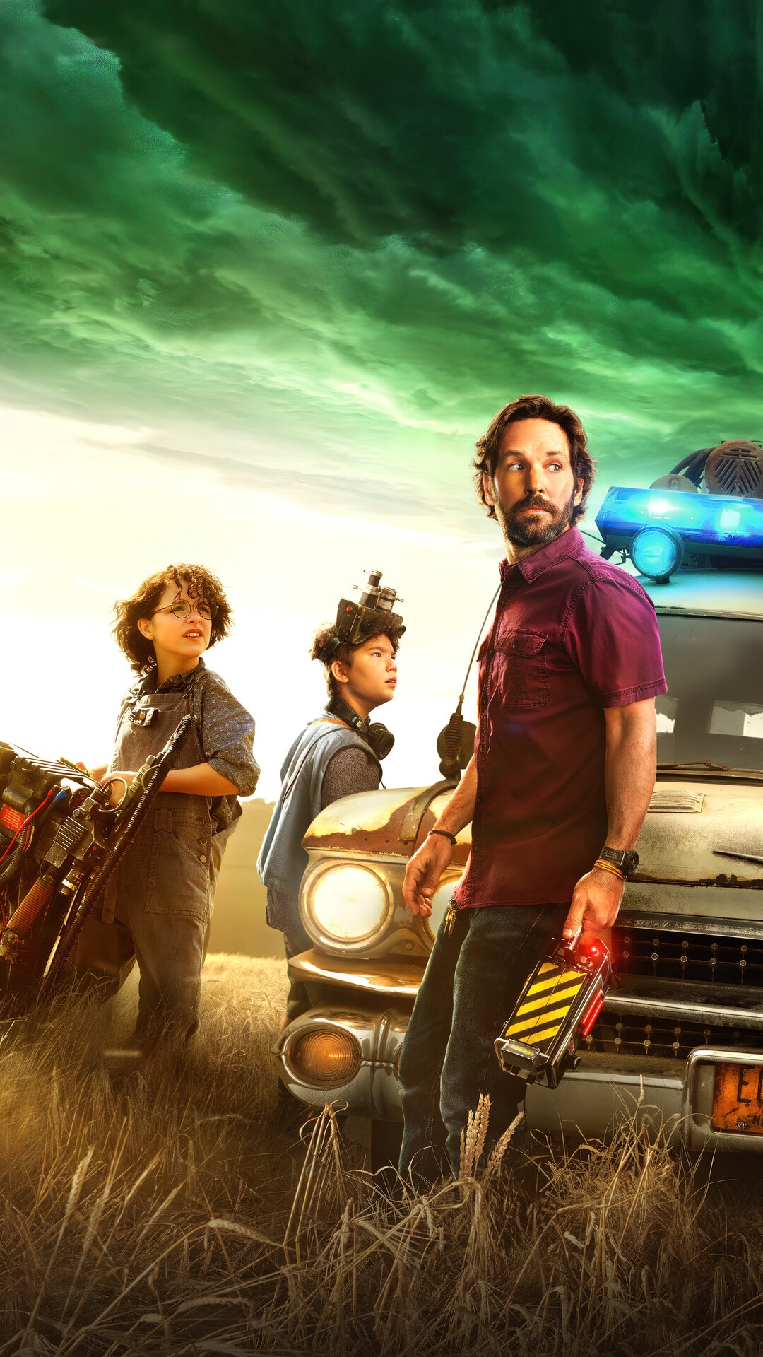Ghostbusters: Afterlife Poster with Paul Rudd and Kids HD Phone Wallpaper