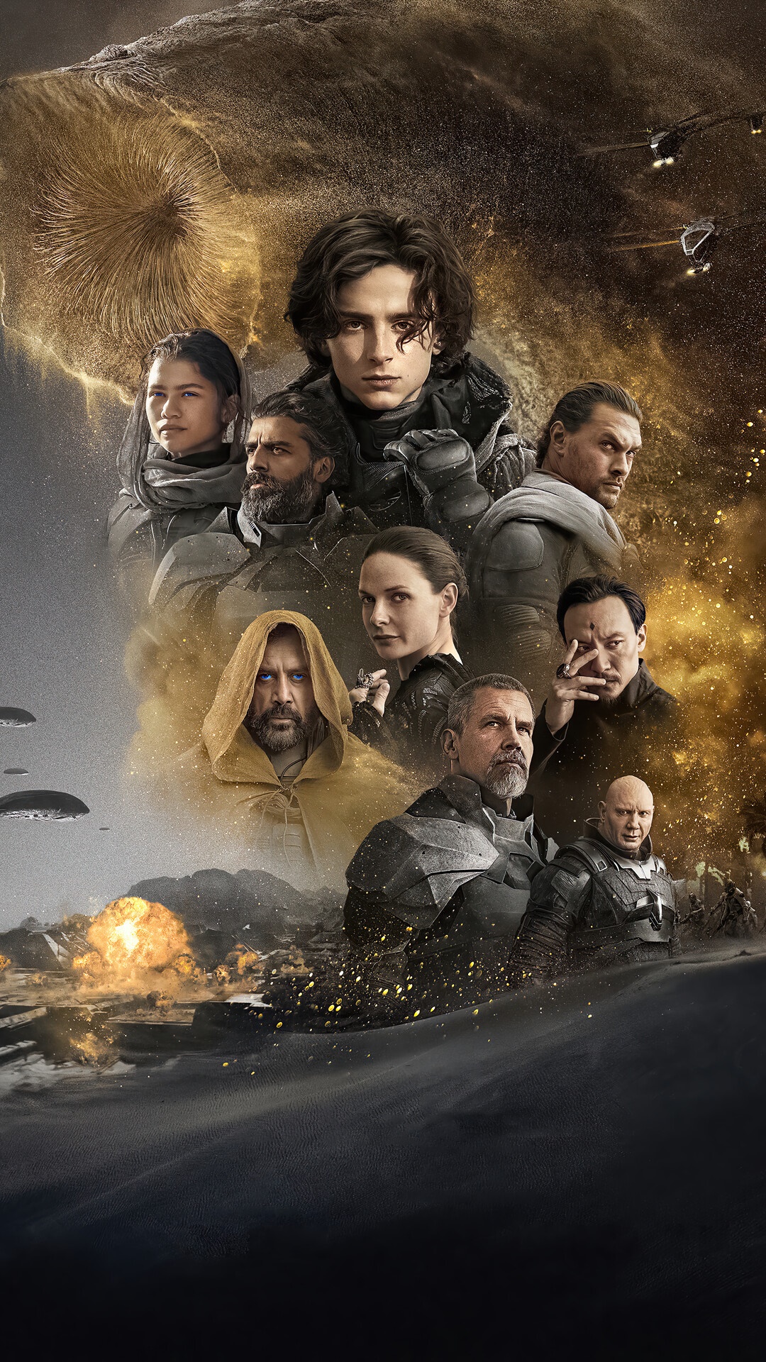 Dune Movie Poster with Ensemble Cast HD Phone Wallpaper