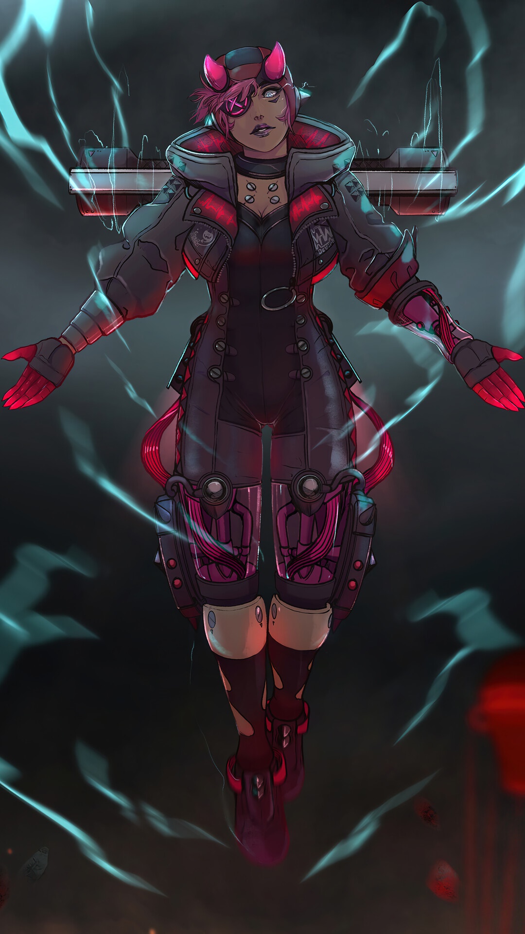 Wattson from Apex Legends in Cyberpunk style HD Phone Wallpaper