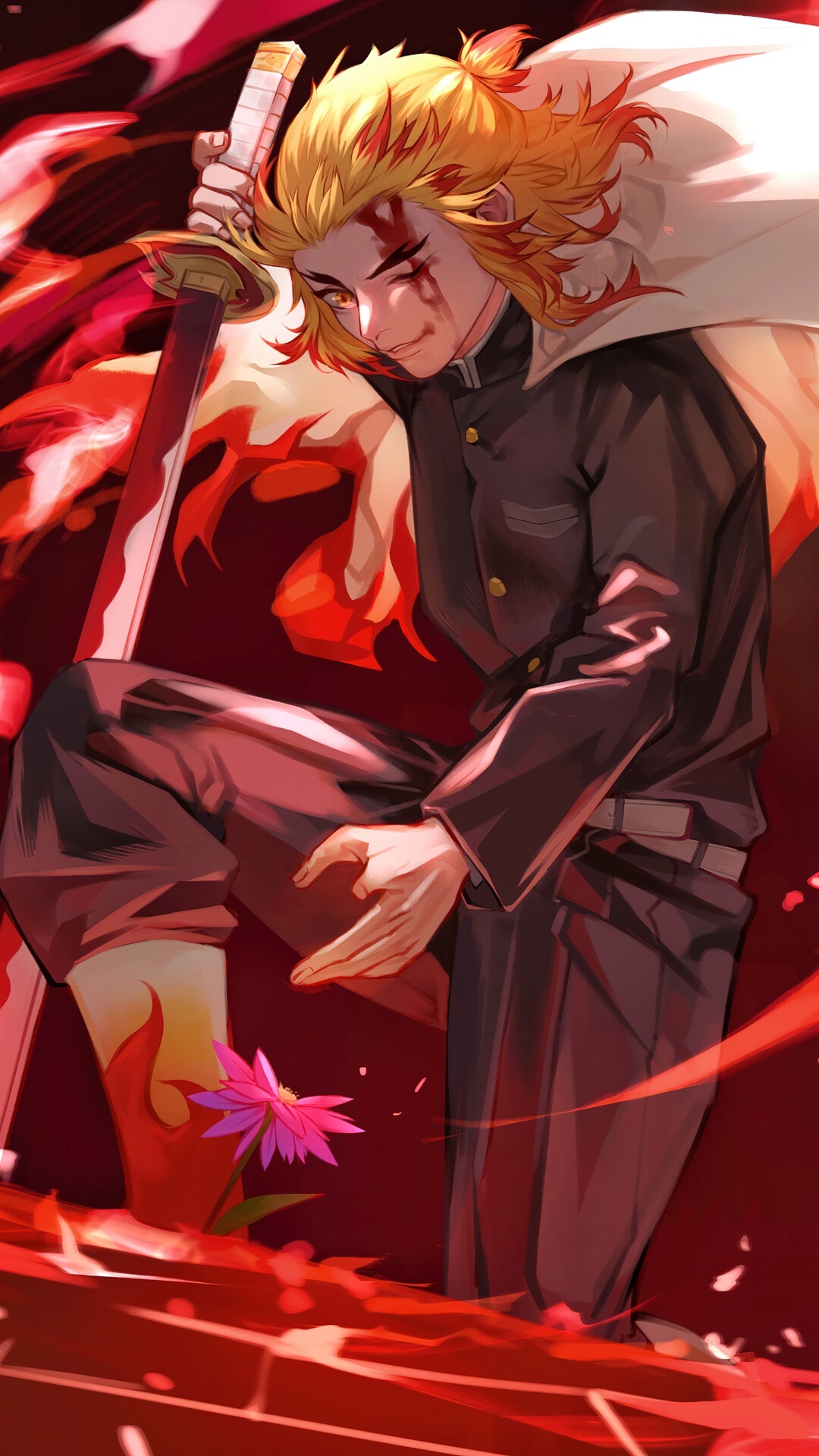 Kyojuro Rengoku from Demon Slayer Kimetsu no Yaiba HD Phone Wallpaper