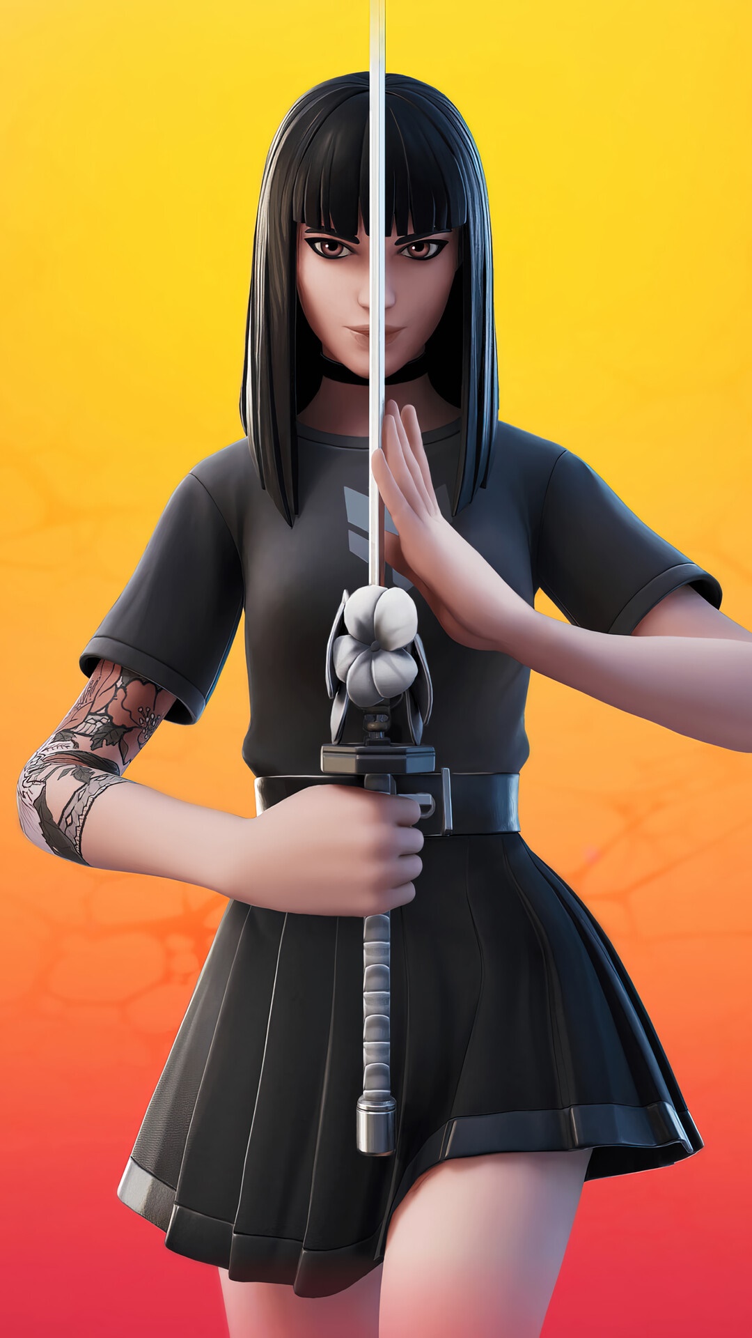 Fortnite character with katana HD Phone Wallpaper