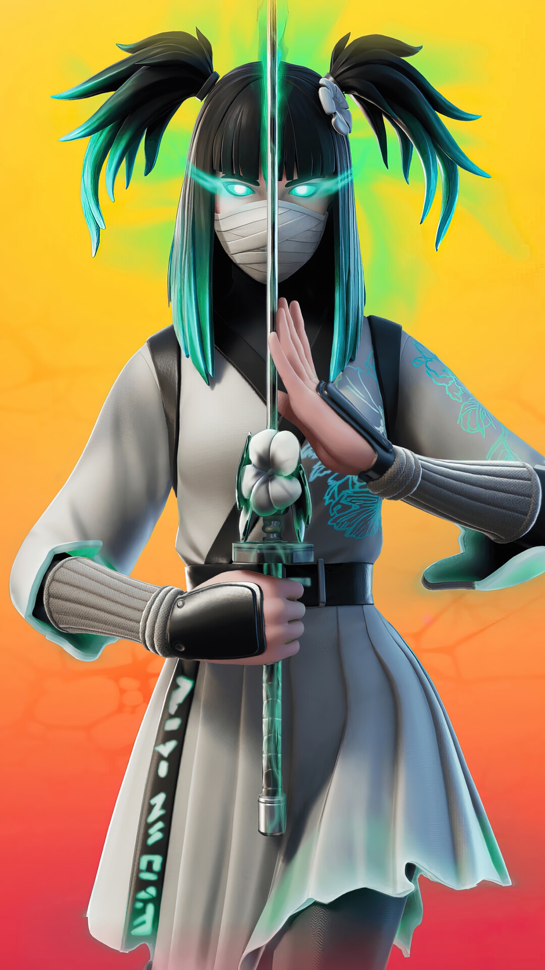Fortnite character with sword and glowing eyes HD Phone Wallpaper