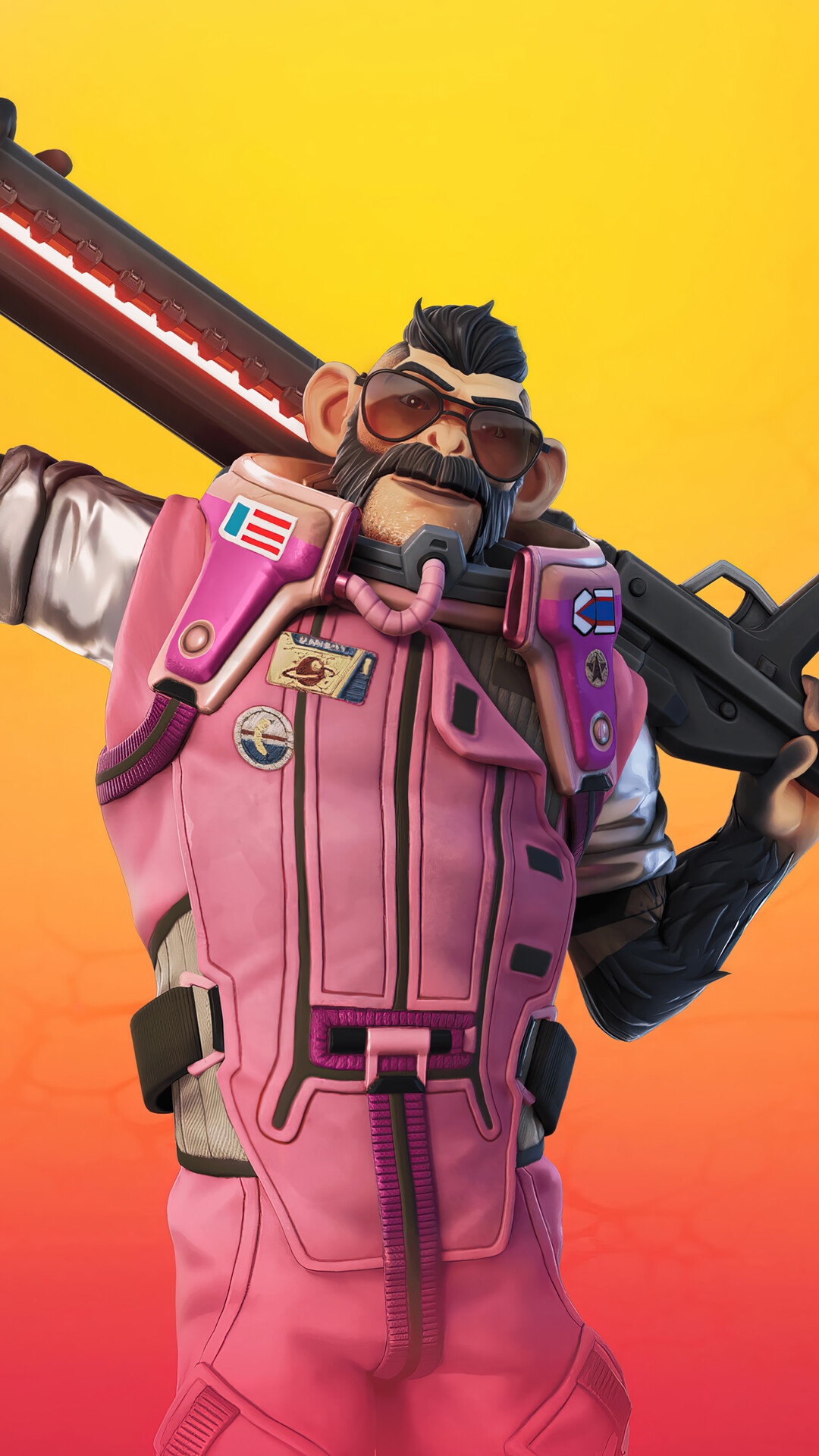 Peely from Fortnite holding a weapon HD Phone Wallpaper