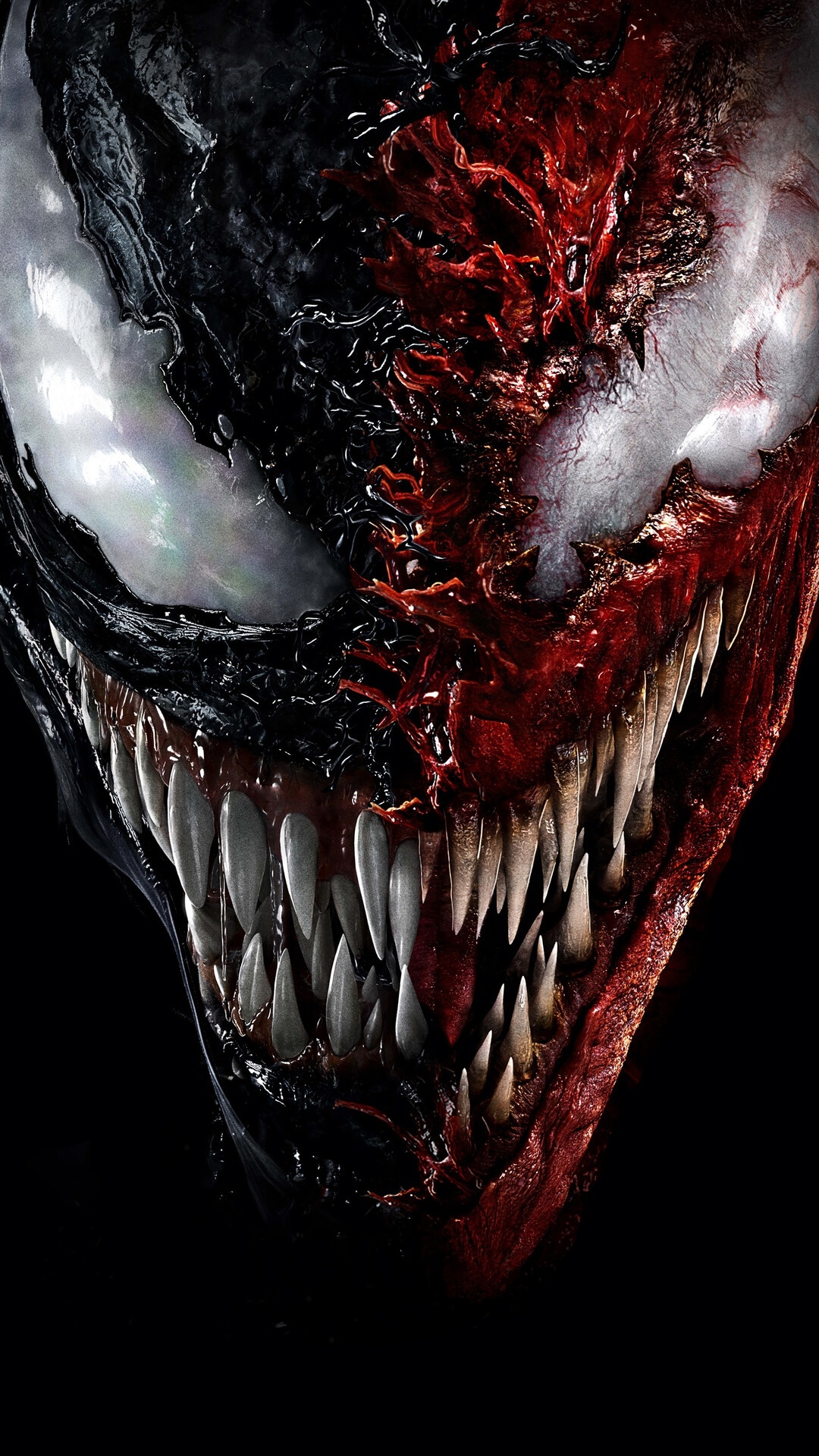 Venom and Carnage face close-up HD Phone Wallpaper