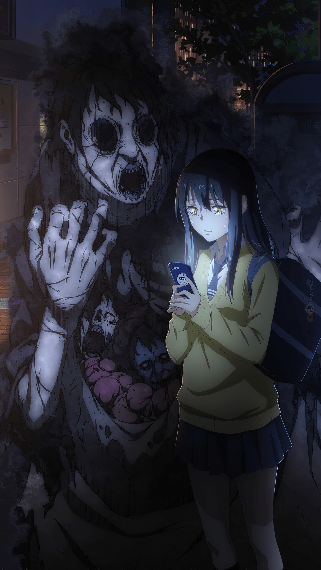Miko Yotsuya from Mieruko-Chan with a ghost HD Phone Wallpaper