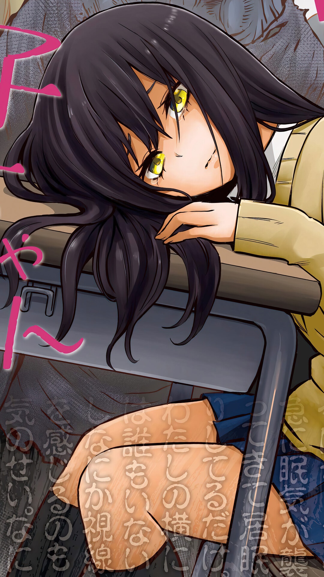 Miko Yotsuya from Mieruko-Chan sleeping at a desk HD Phone Wallpaper