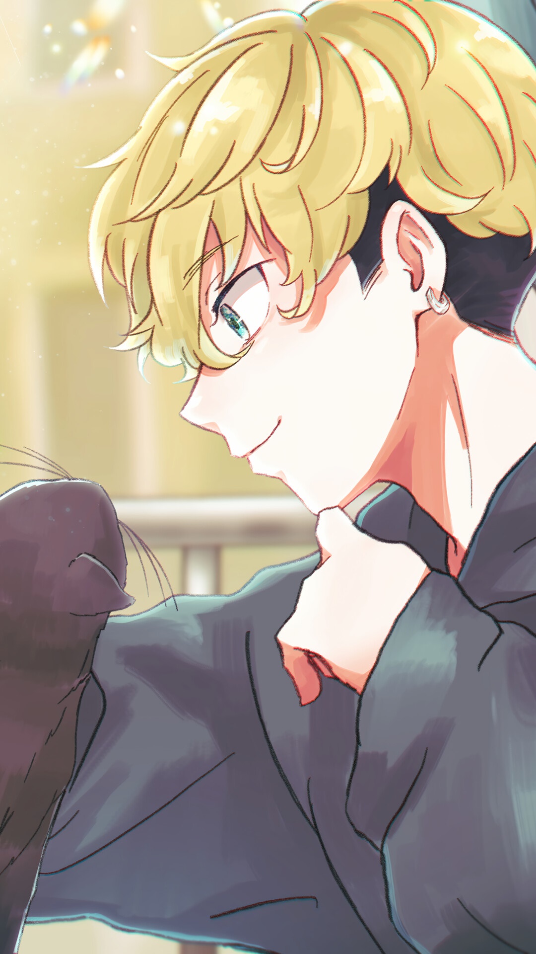 Chifuyu Matsuno from Tokyo Revengers with a cat HD Phone Wallpaper