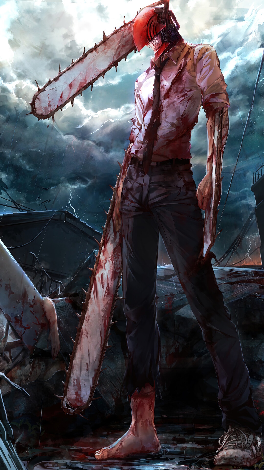 Denji from Chainsaw Man with Chainsaw Arms HD Phone Wallpaper