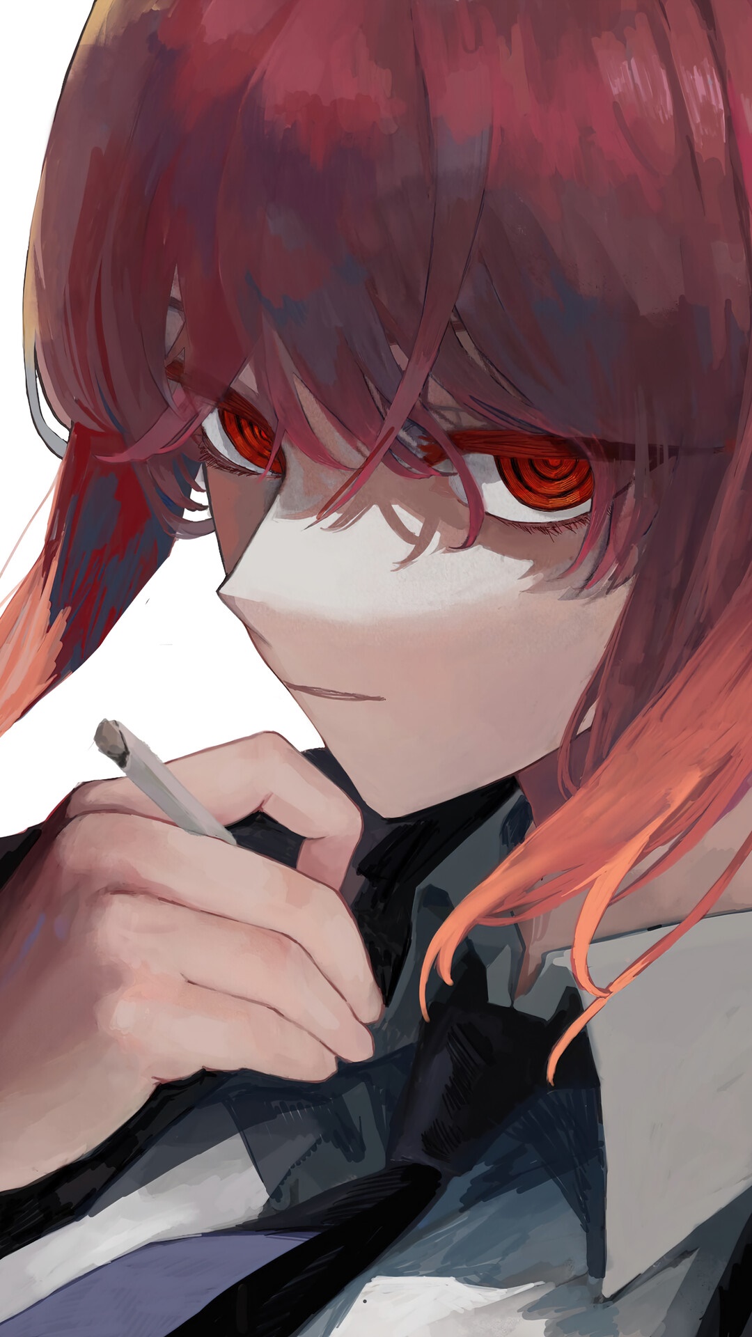Makima from Chainsaw Man holding a cigarette HD Phone Wallpaper