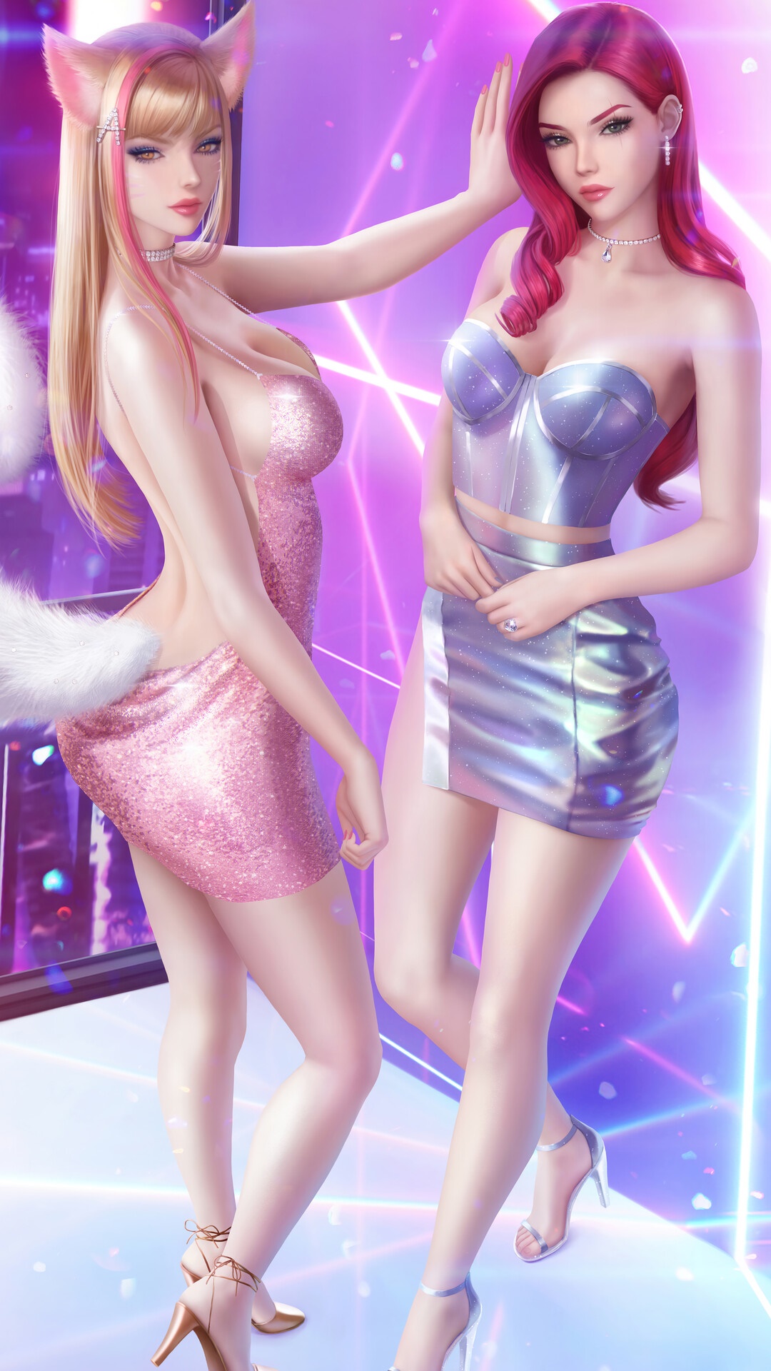 Ahri and Katarina from League of Legends HD Phone Wallpaper