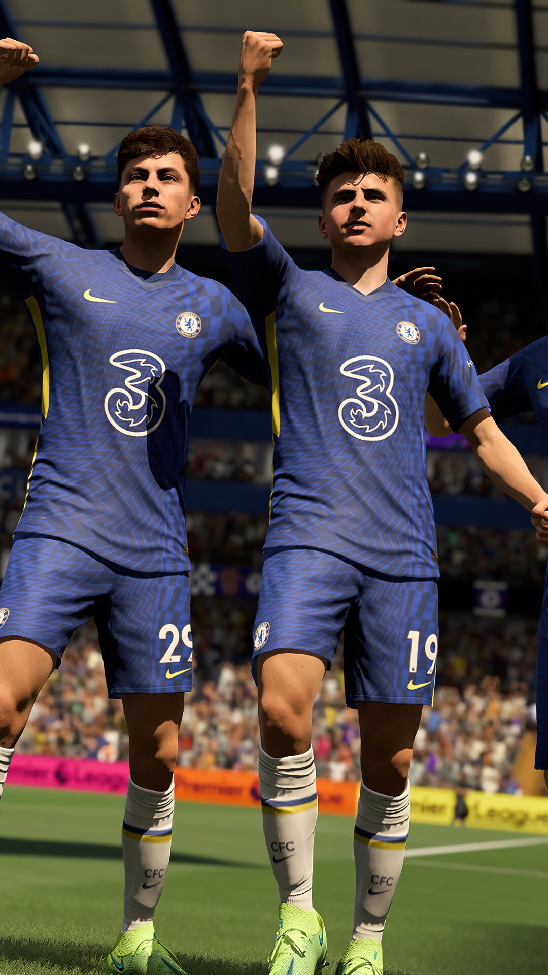 Two Chelsea FC players celebrating in FIFA 22 HD Phone Wallpaper