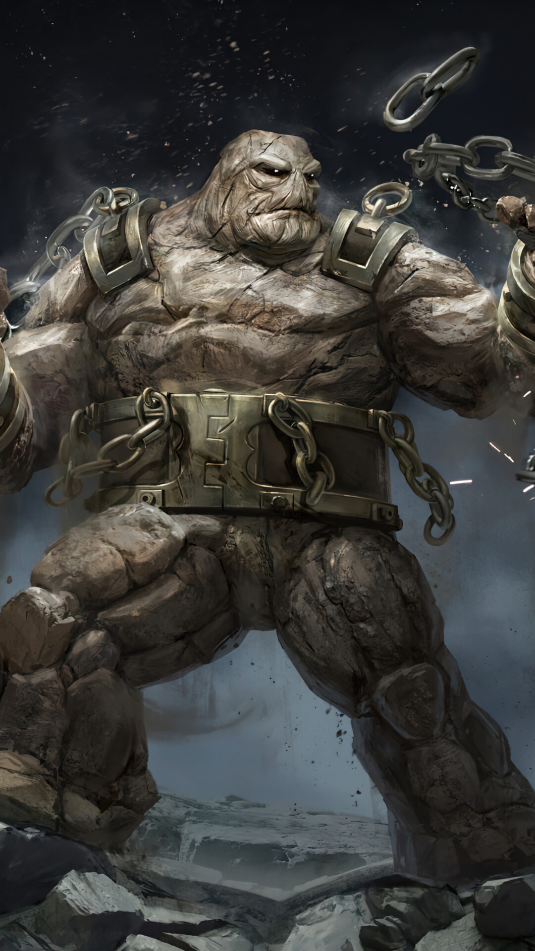 A stone golem with chains from Kings Bounty II HD Phone Wallpaper