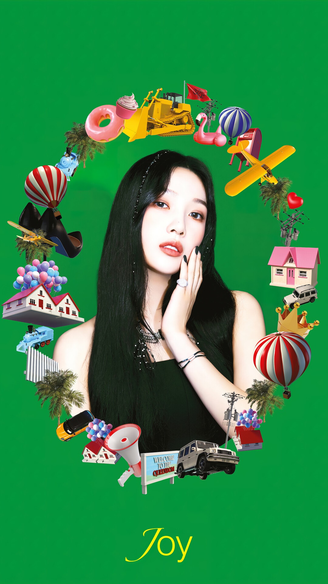 Joy from Red Velvet with toys and objects HD Phone Wallpaper