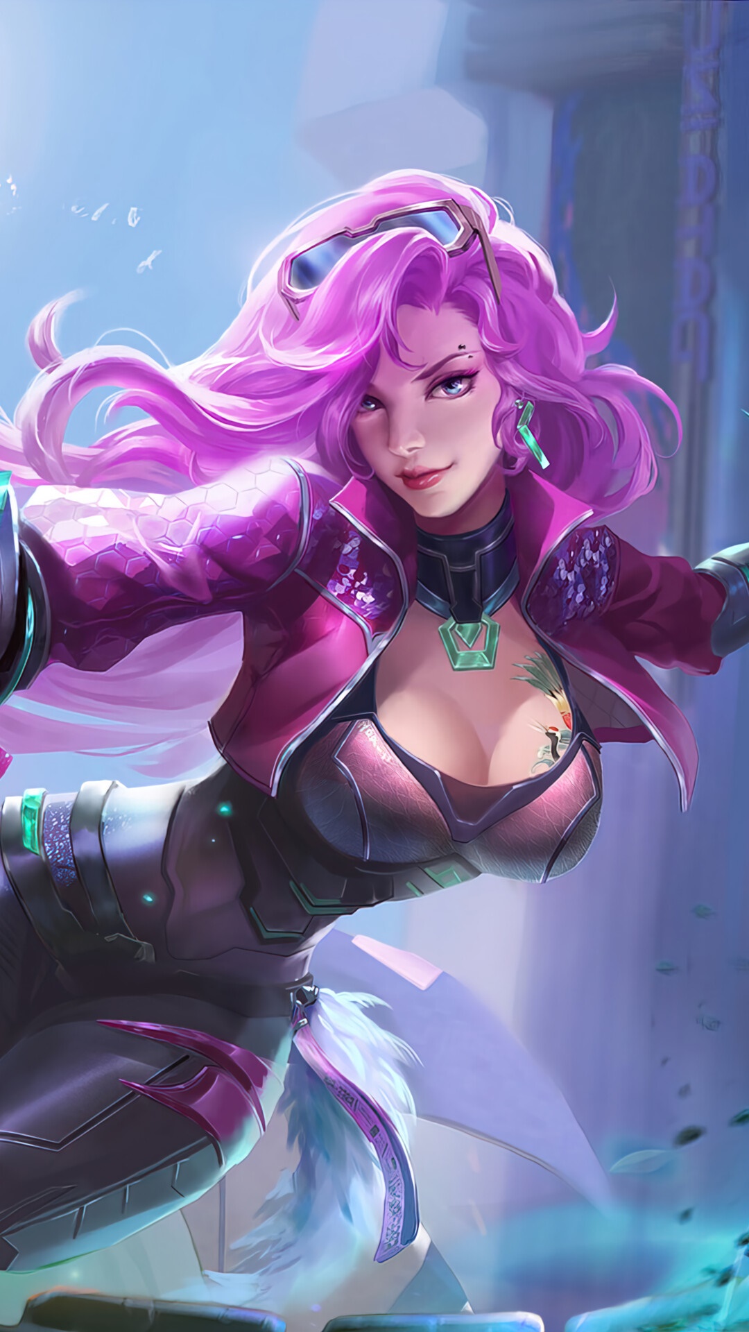 Girl with pink hair in sci-fi warrior outfit HD Phone Wallpaper