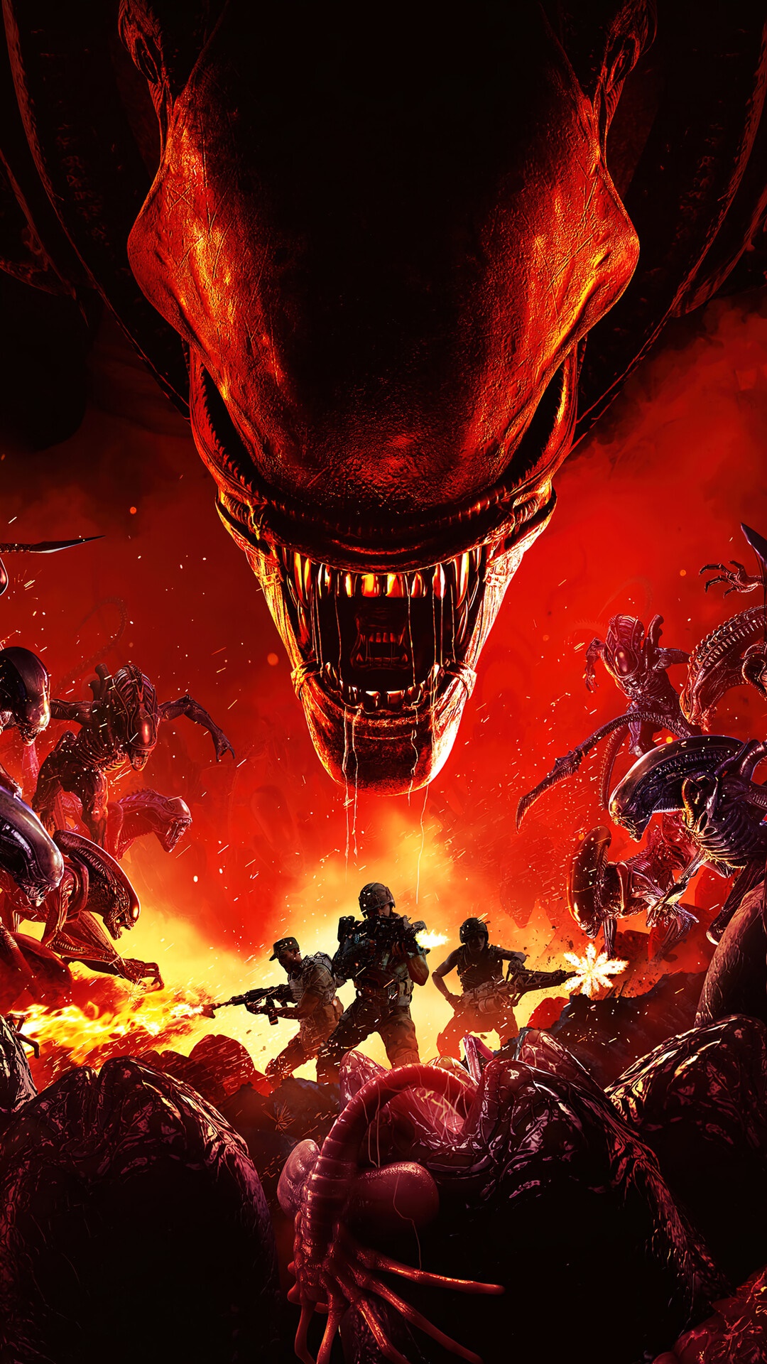 Aliens Fireteam Elite Xenomorphs attacking soldiers HD Phone Wallpaper