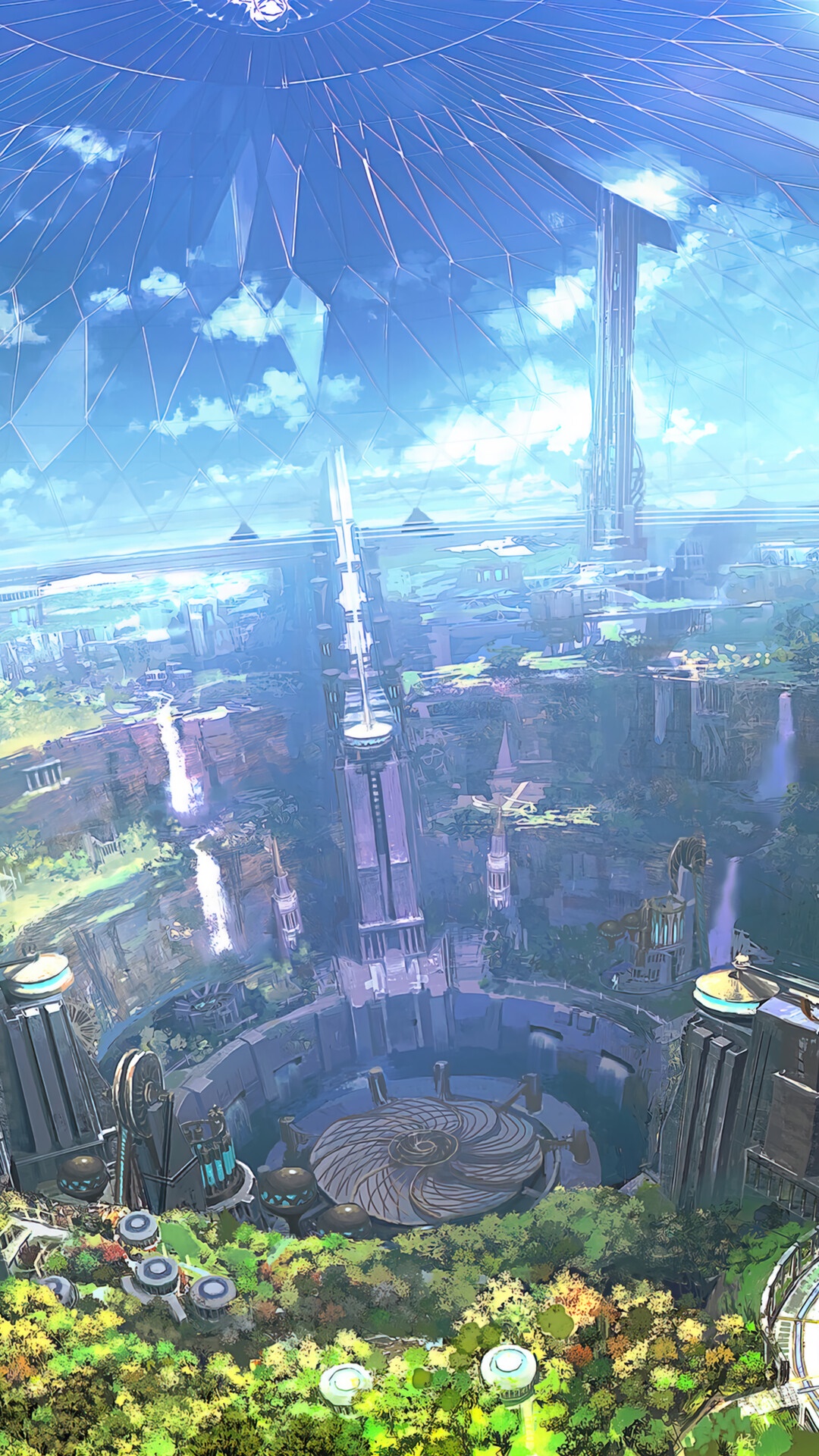 Final Fantasy XIV Online futuristic city landscape HD Phone Wallpaper