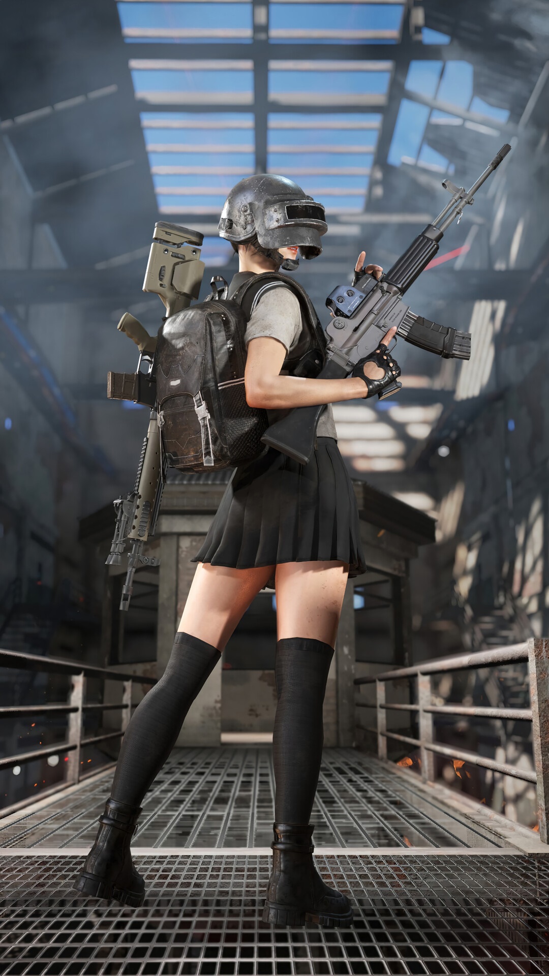 Player in PUBG holding a rifle HD Phone Wallpaper