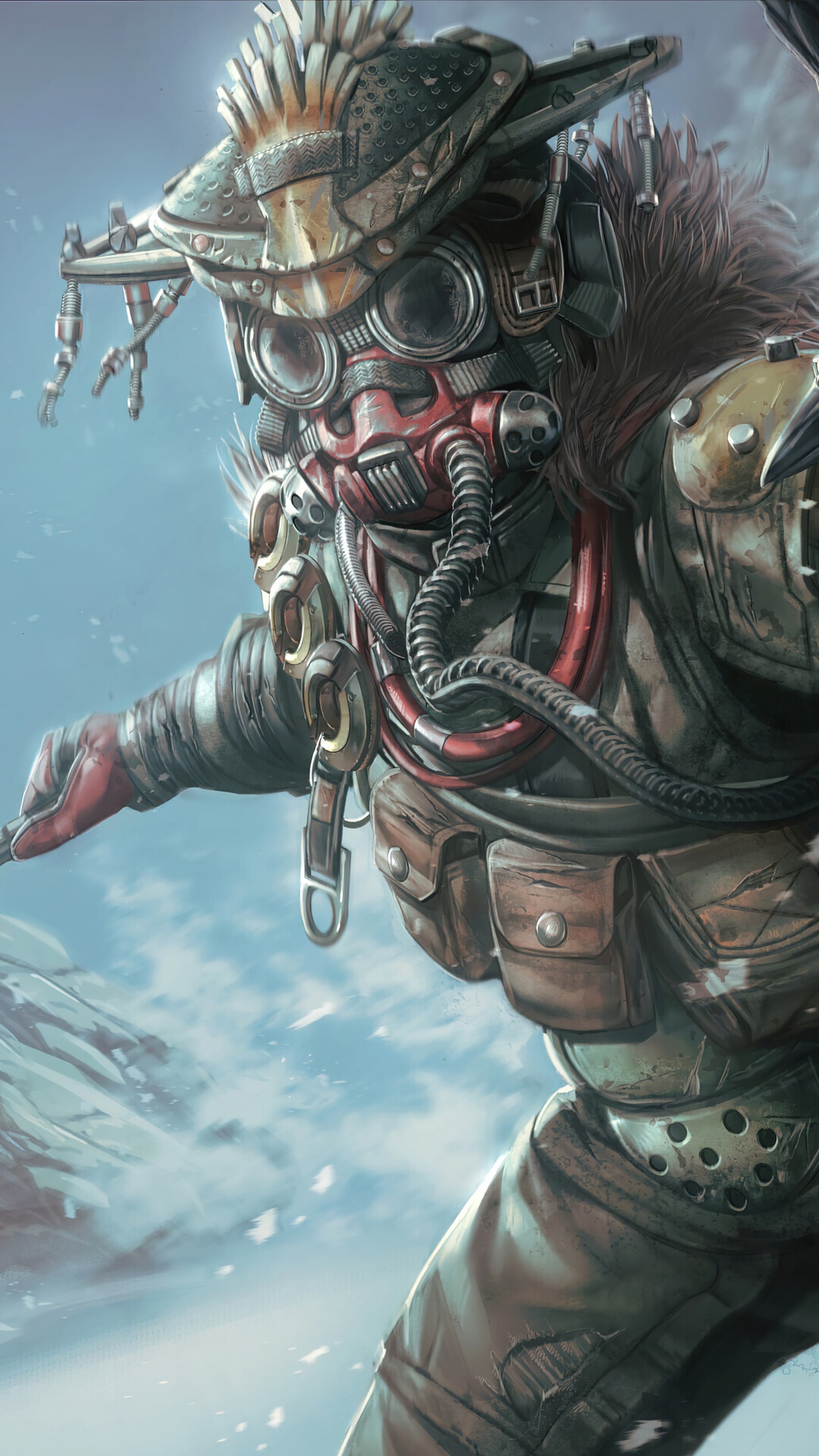 Bloodhound from Apex Legends in a snowy environment HD Phone Wallpaper