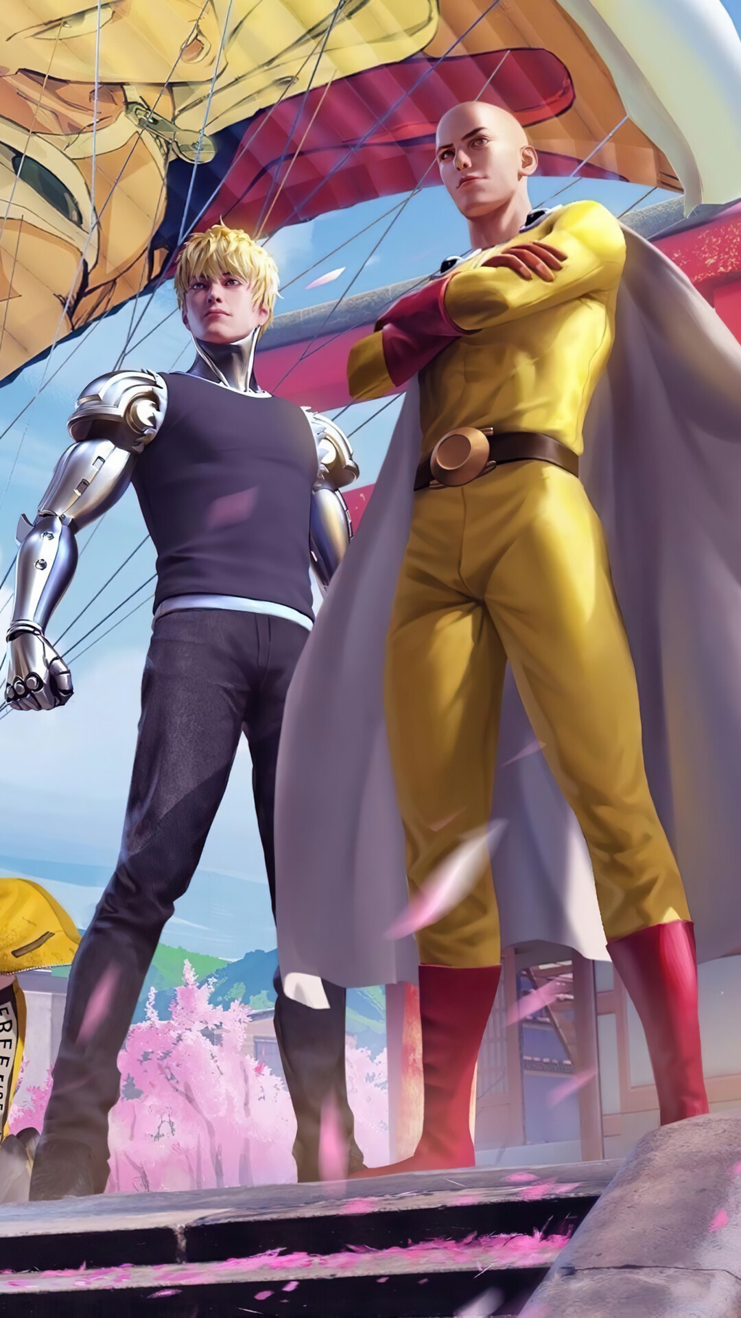 Saitama and Genos from One Punch Man in Garena Free Fire HD Phone Wallpaper