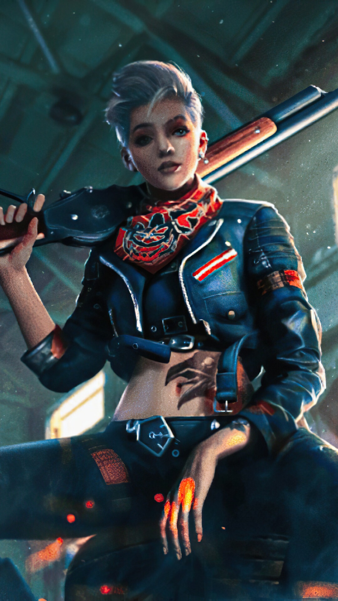 Woman with shotgun from Garena Free Fire HD Phone Wallpaper