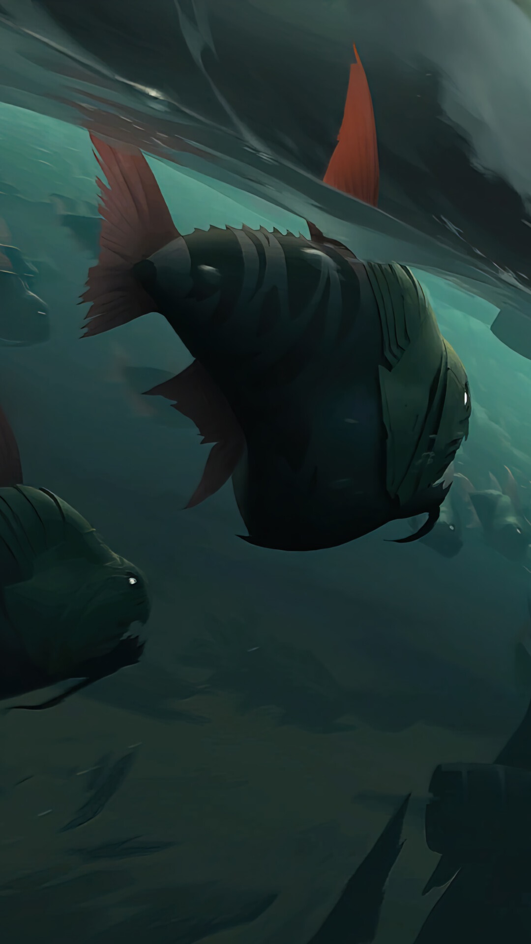 Fish swimming in dark water, Legends of Runeterra HD Phone Wallpaper