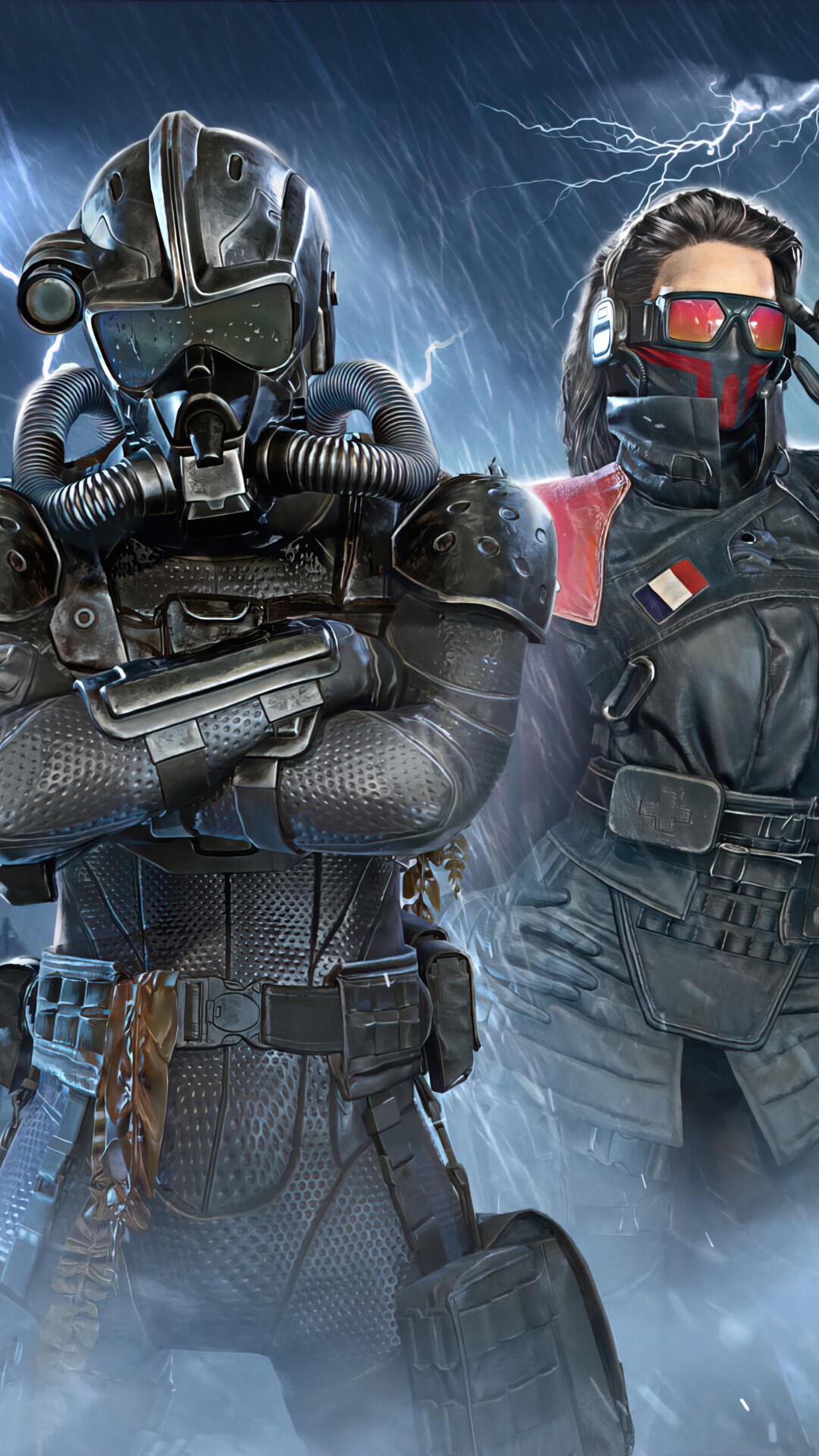 Two soldiers from Call of Duty Mobile in a storm HD Phone Wallpaper
