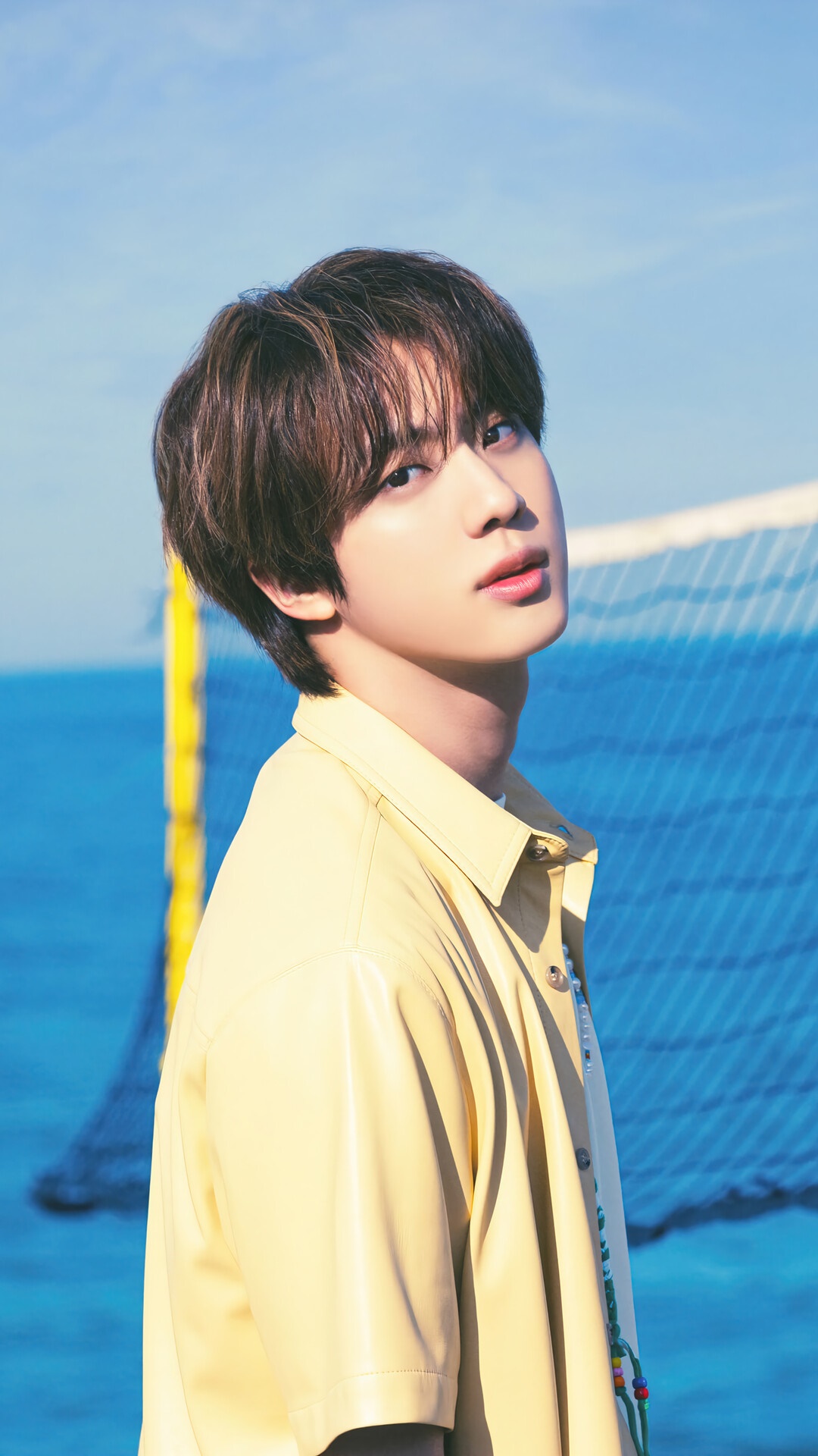 Jin from BTS on a beach HD Phone Wallpaper