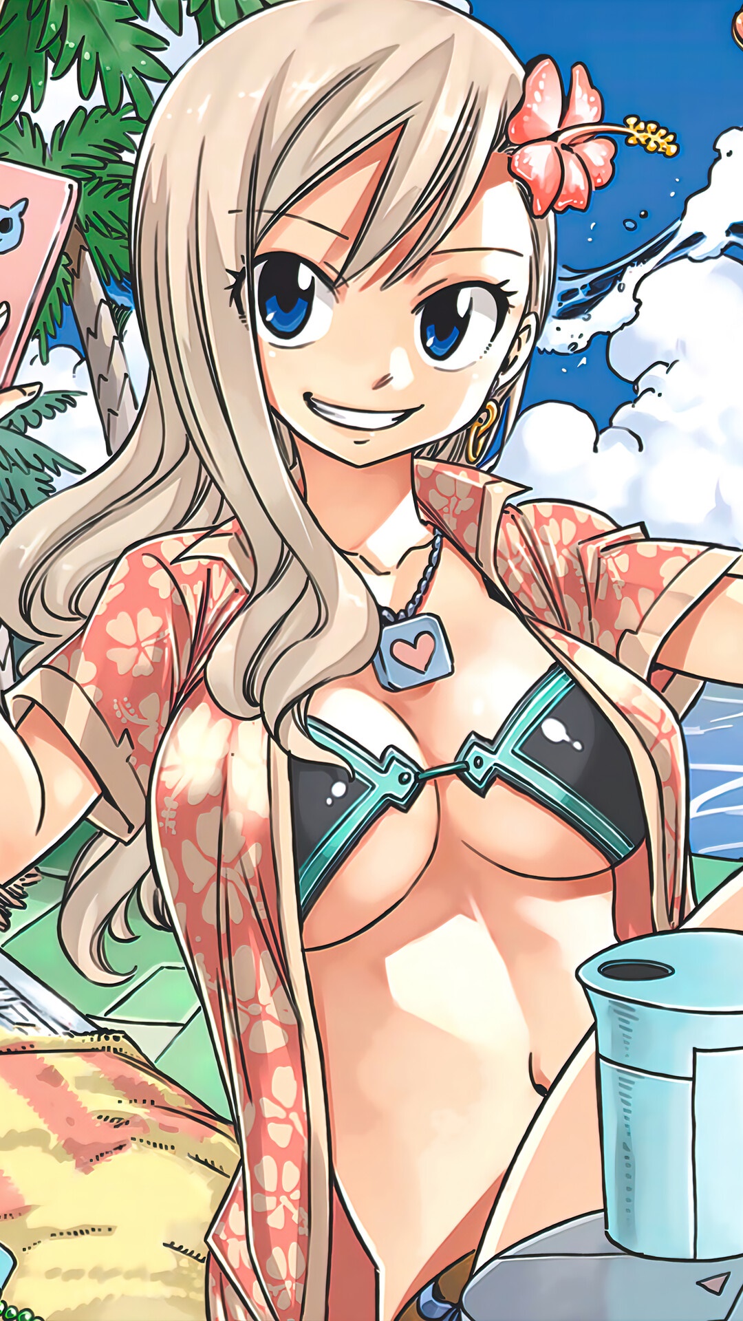 Rebecca Bluegarden from Edens Zero on a beach HD Phone Wallpaper