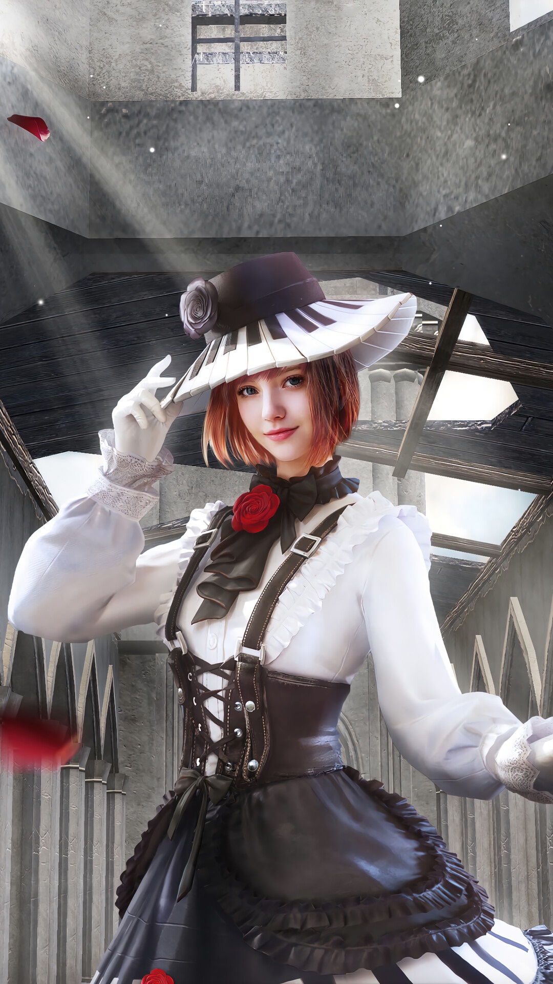 Woman in piano hat from PUBG Mobile HD Phone Wallpaper