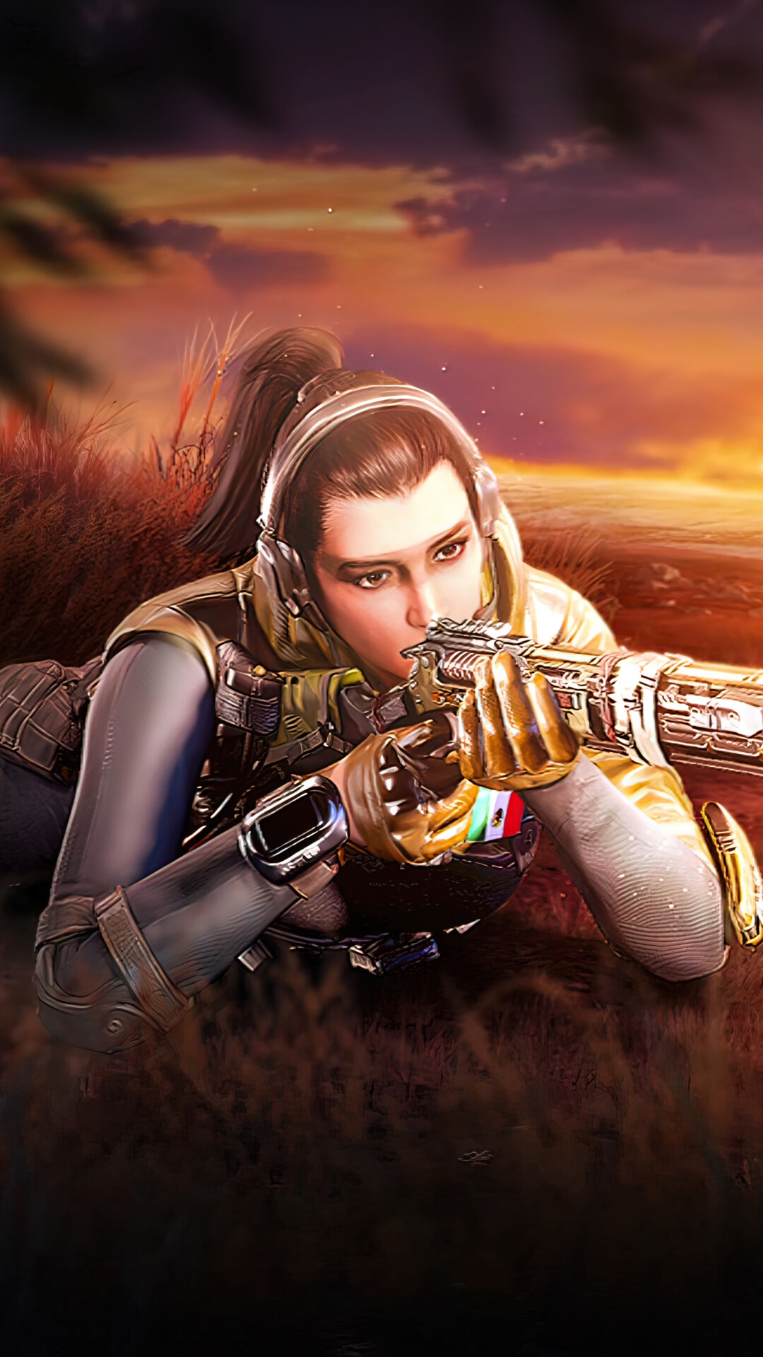 Call of Duty Mobile character aiming a rifle HD Phone Wallpaper
