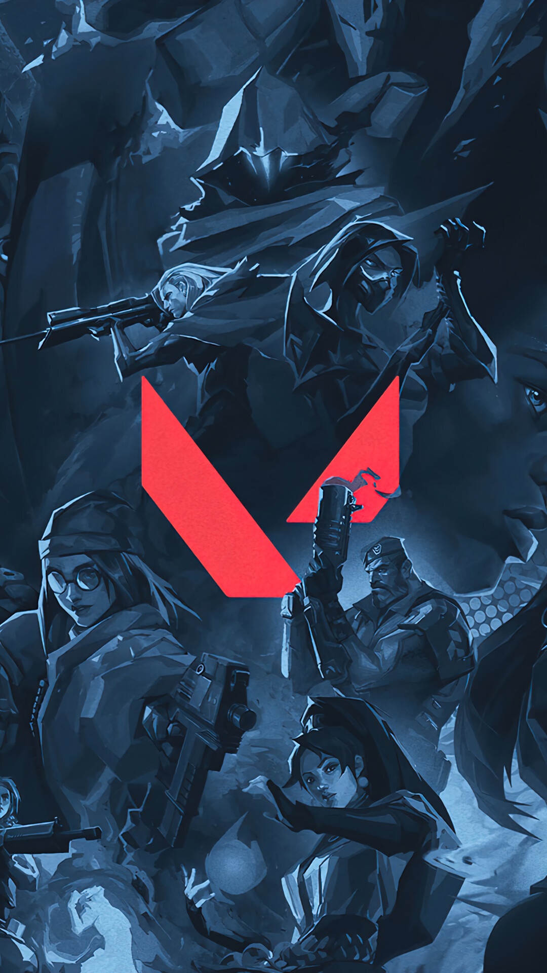 Valorant characters with the Valorant logo HD Phone Wallpaper