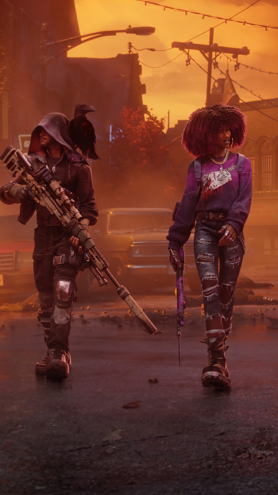 Two characters with weapons in Redfall HD Phone Wallpaper