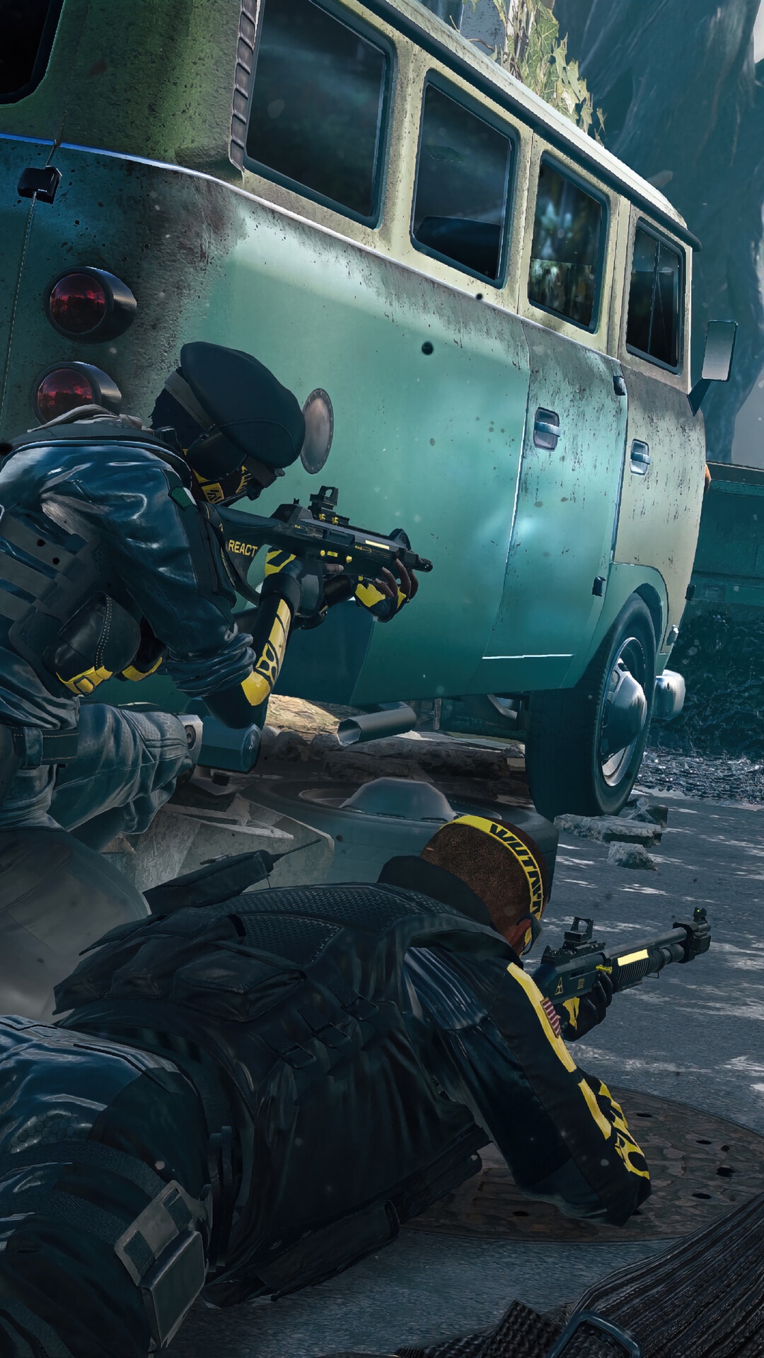 Rainbow Six Extraction operators near a van HD Phone Wallpaper