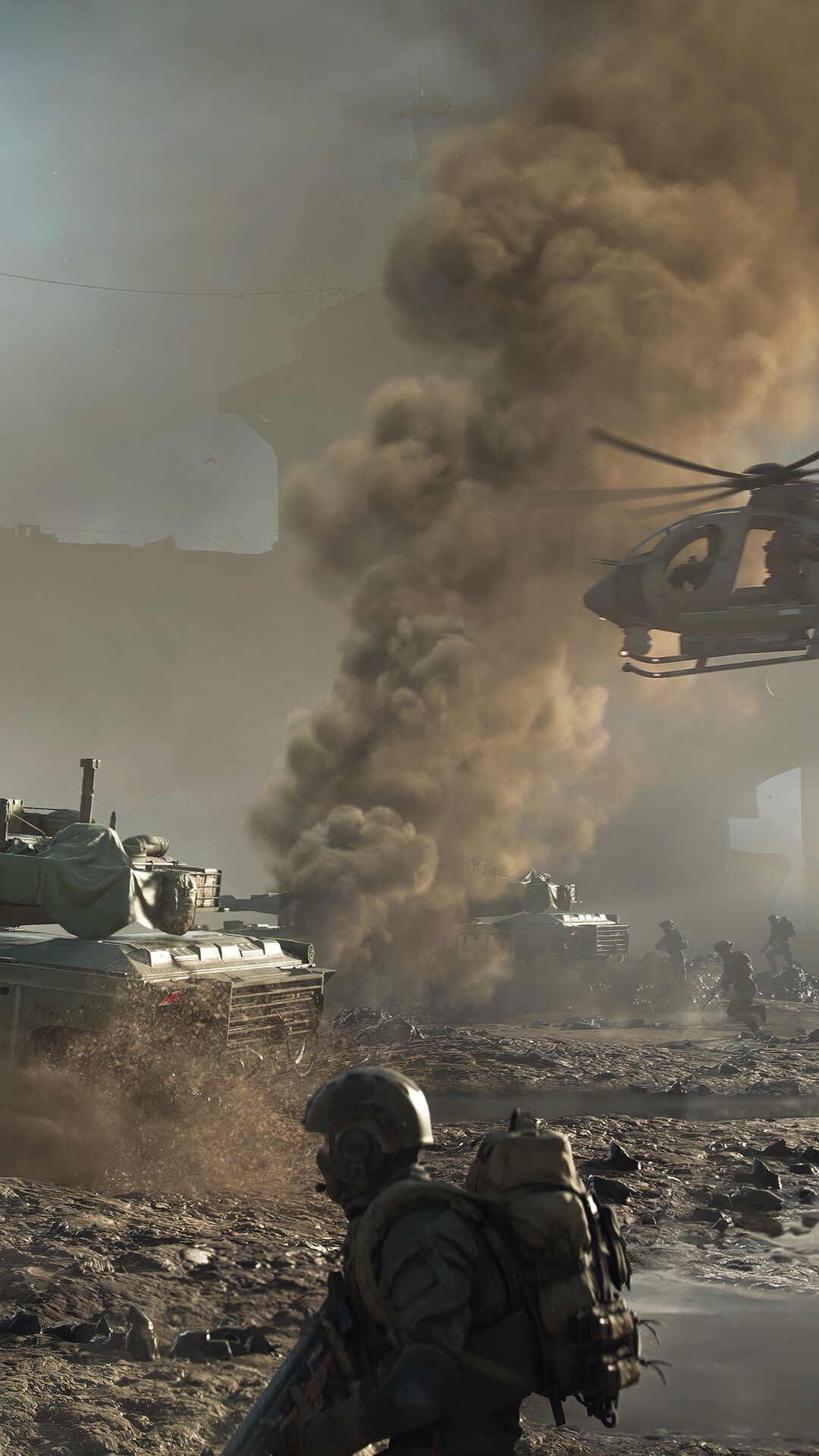 Battlefield 2042: Tank and Helicopter in Combat HD Phone Wallpaper