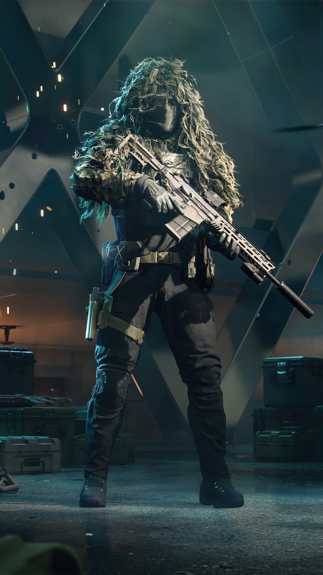 Soldier with ghillie suit and sniper rifle in Battlefield 2042 HD Phone Wallpaper