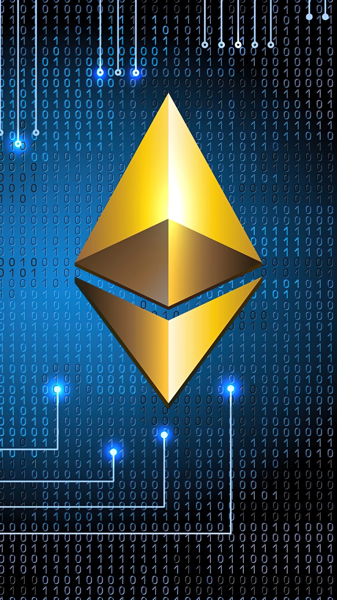 Ethereum Logo on Binary Code Background HD Phone Wallpaper